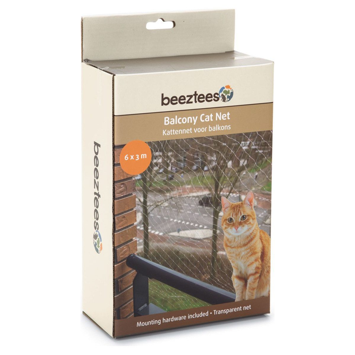 Beeztees Schutznetz Katzennetz für Balkon transparent, BxL: 3x6 m