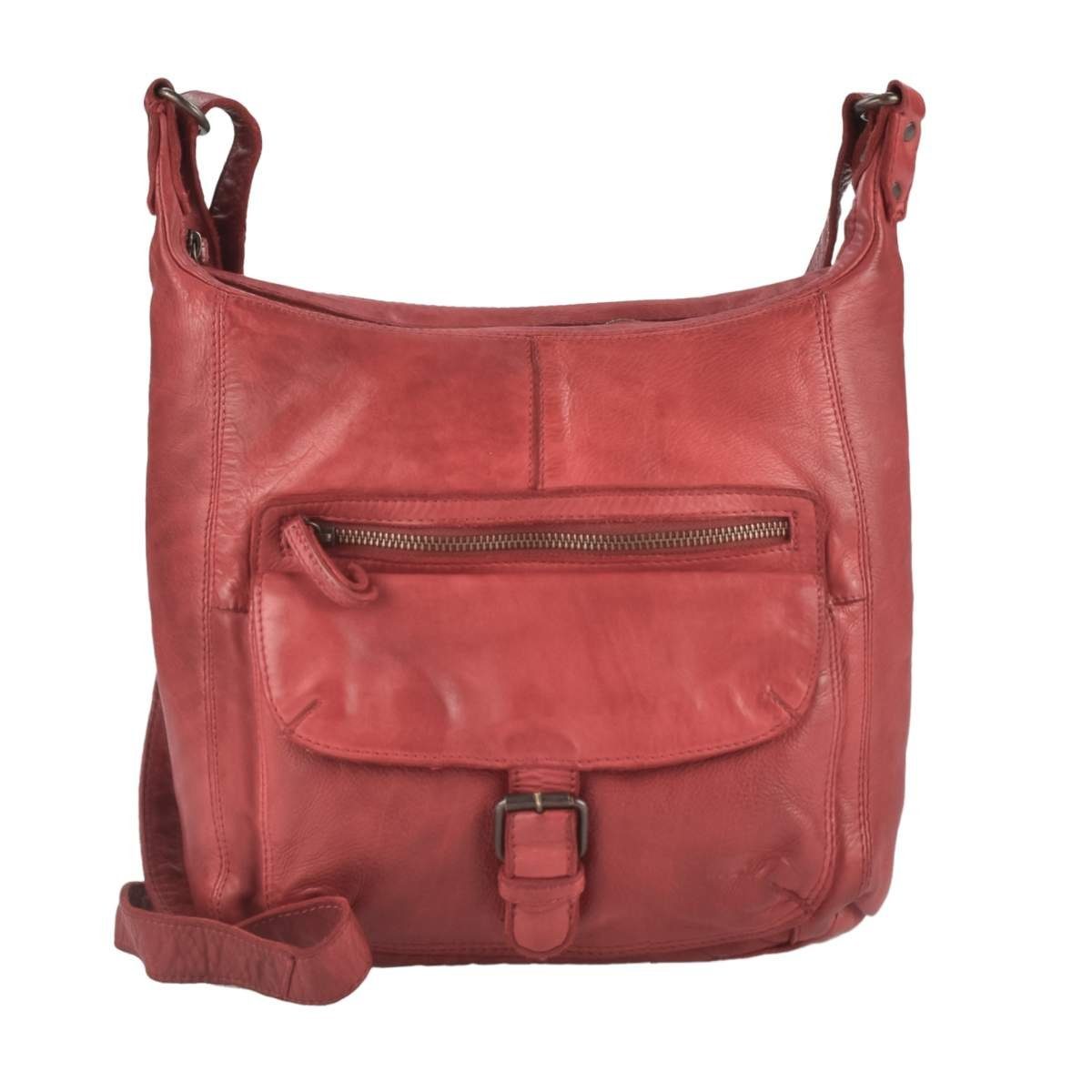 red 30cm, Anna, Shopper, Damen Umhängetasche Design Bear rot Handtasche, Leder Schultertasche in