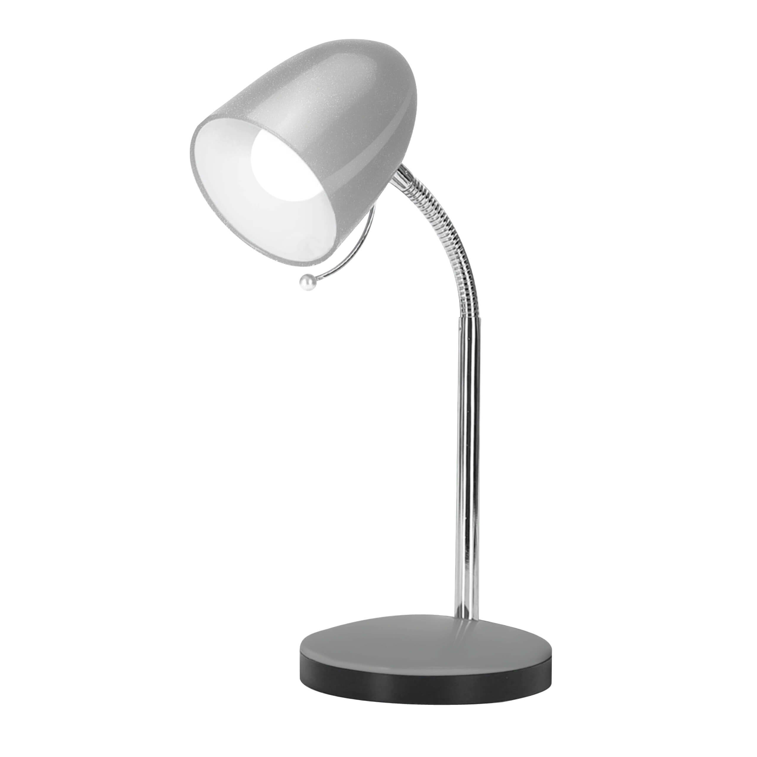 LED Universum LED Tischleuchte Schreibtischlampe mit Schwanenhals  silber/chrom Sockel, ohne Leuchtmittel | Alle Lampen