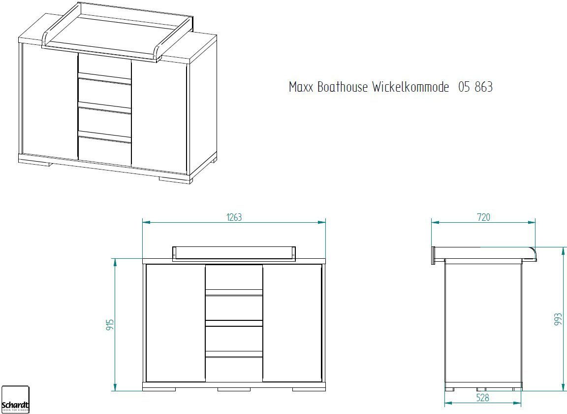 Schardt Wickelkommode Maxx Boathouse, in Made Germany