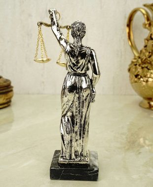 Kremers Schatzkiste Dekofigur Metall Figur Justitia Göttin der Gerechtigkeit 18 cm silber Skulptur Themis Anwalt BGB