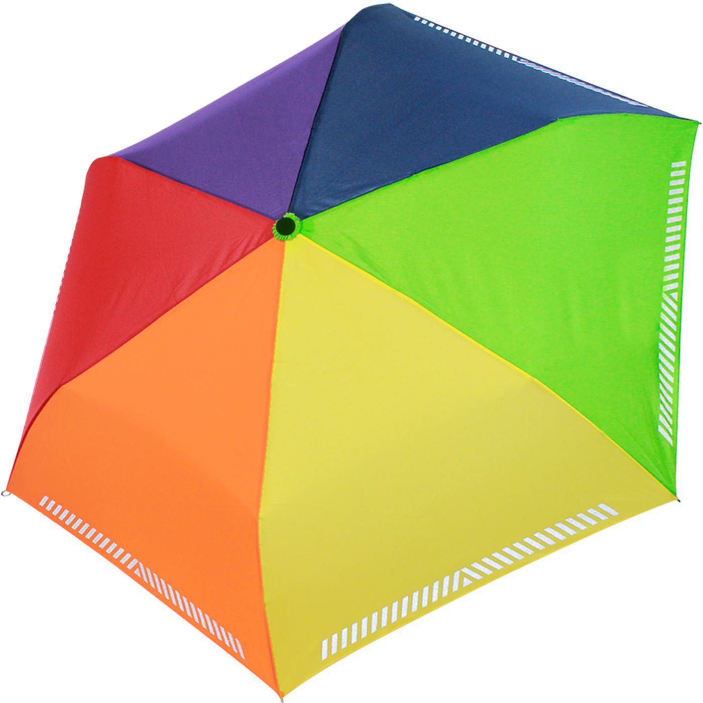 reflektierend Reflex Regenbogen iX-brella Taschenregenschirm Mini Safety extra leicht, Kinderschirm
