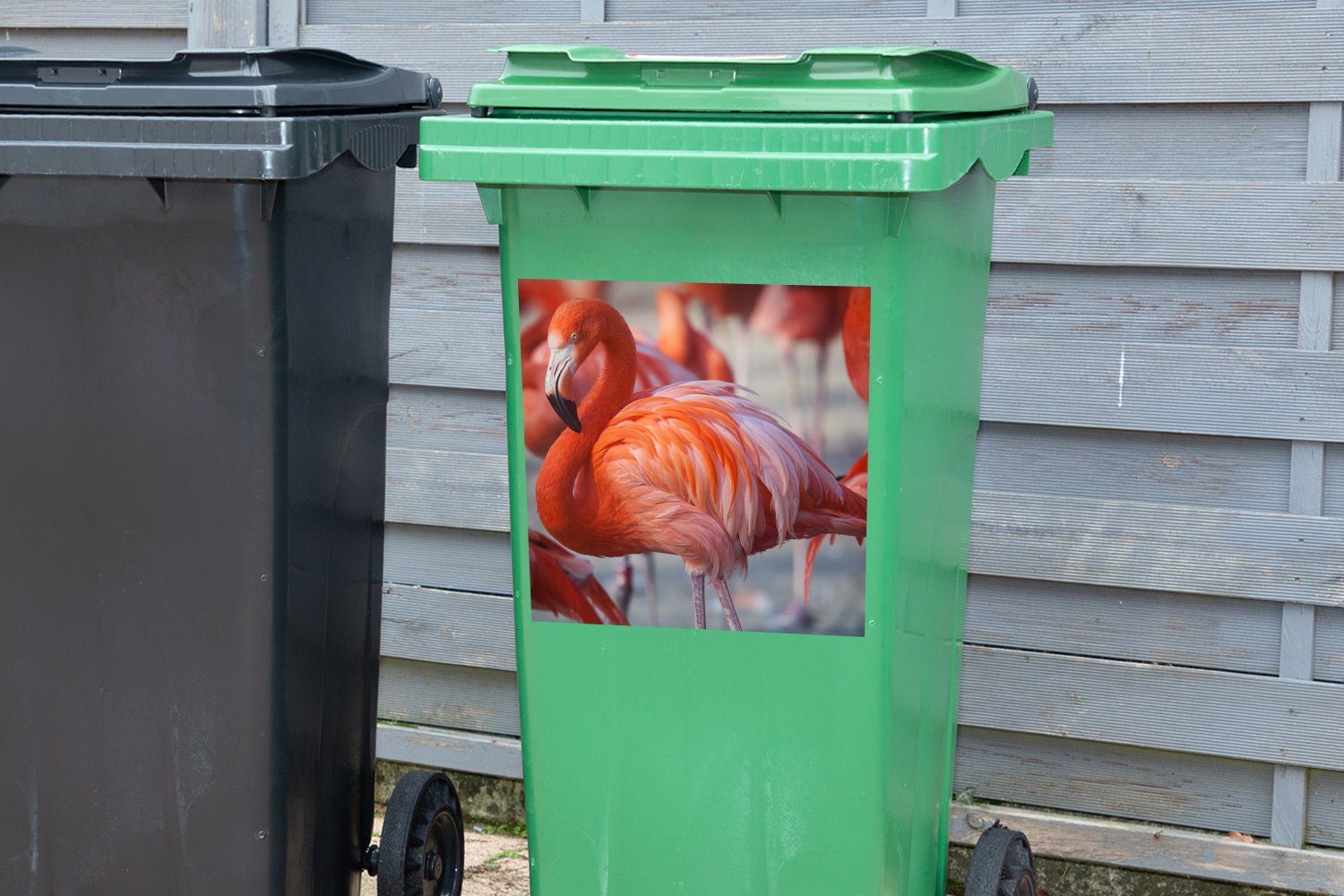 MuchoWow Tiere Abfalbehälter Mülleimer-aufkleber, Rosa (1 - - - Wandsticker Container, Vogel St), Sticker, Flamingo Mülltonne,