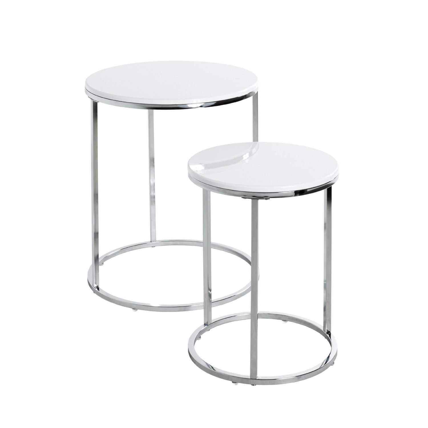 Beistelltisch HAKU Möbel Beistelltisch 2er Set - chrom-weiß - H. 40/50cm