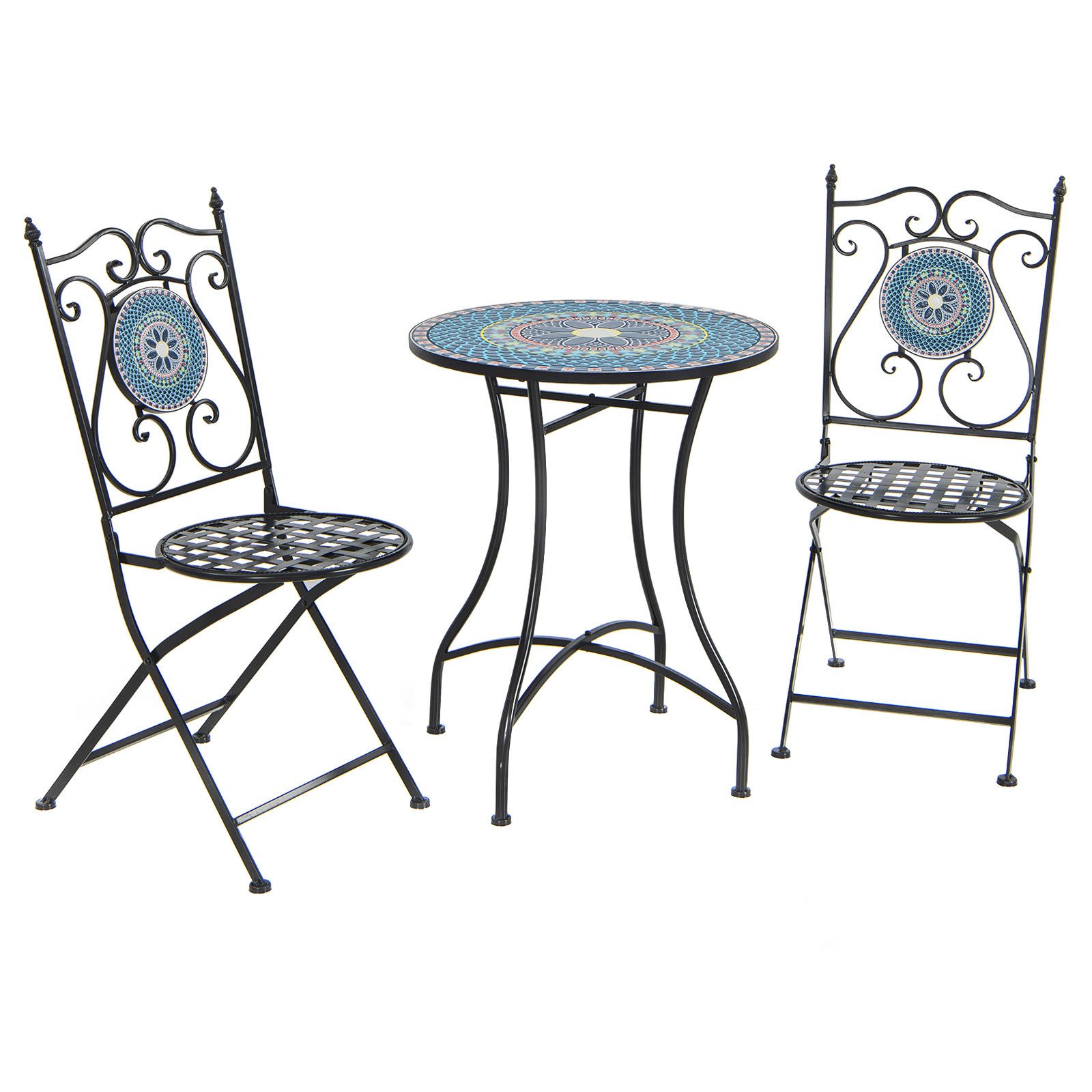 COSTWAY Balkonset Bistro-Set, (3-tlg), inkl. 1 Tisch & 2 Stühle, aud Metall günstig online kaufen