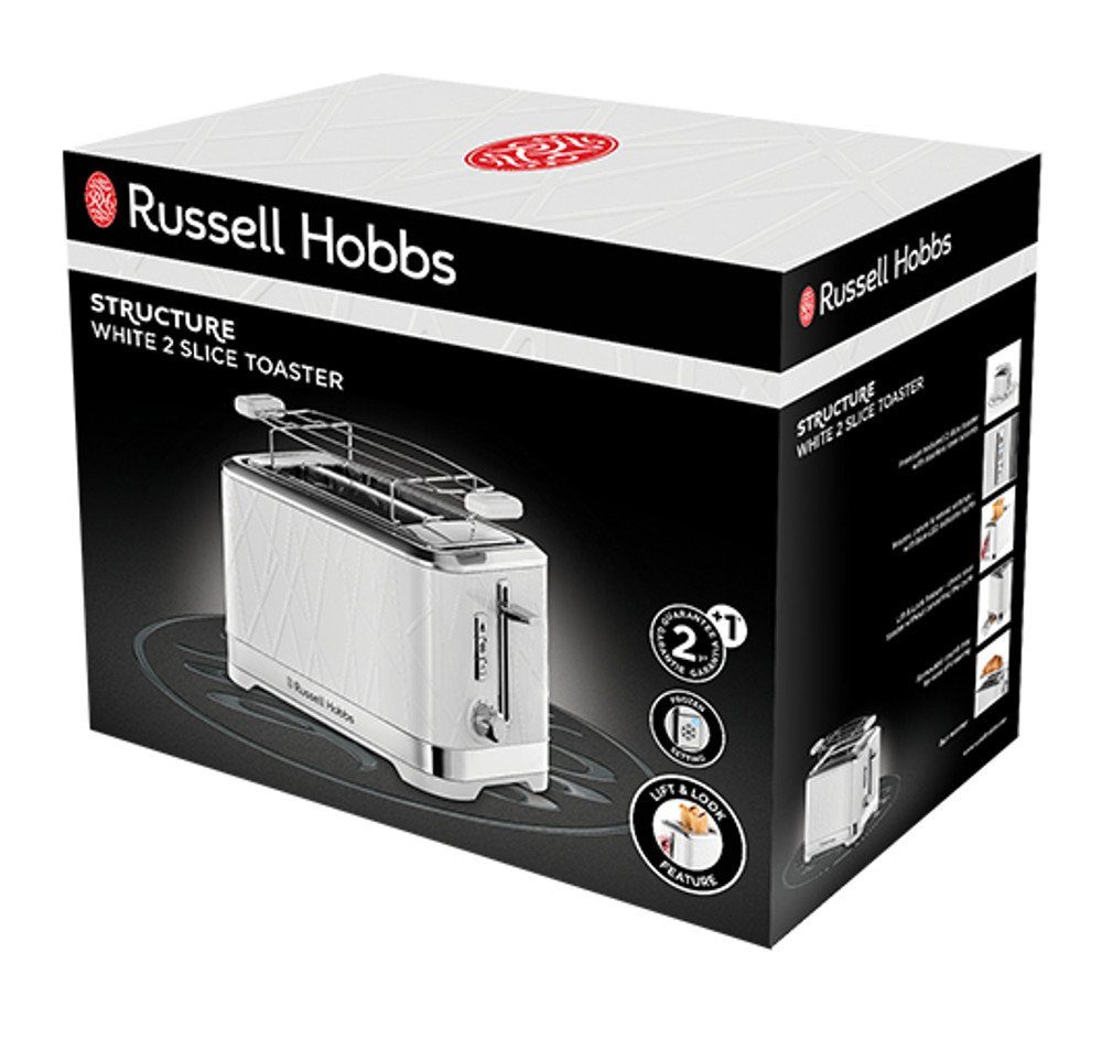 RUSSELL HOBBS Toaster Russell Hobbs 28090-56 Toaster 2 Scheibe(n) 1050 W Edelstahl, Weiß