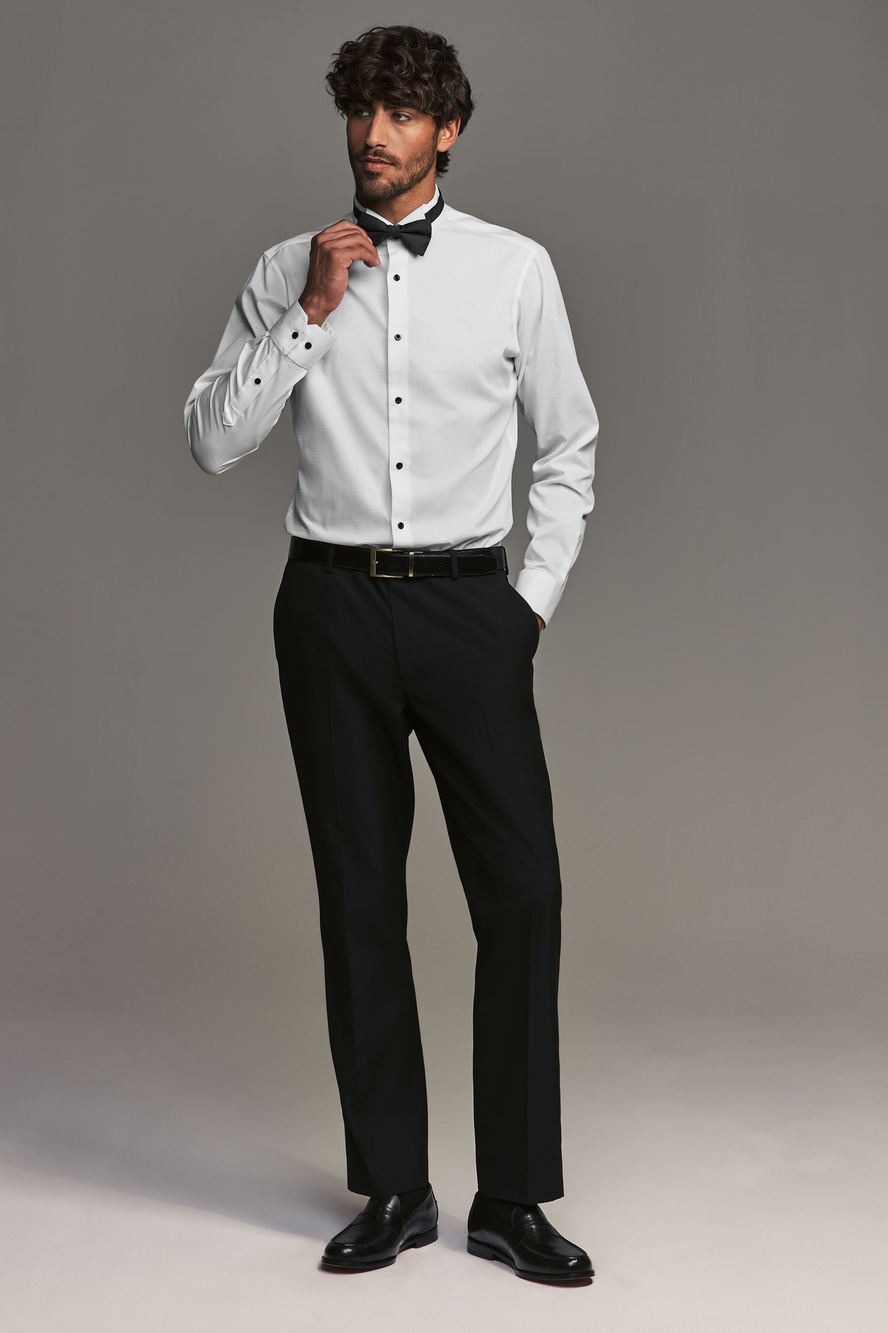 Next Langarmhemd Slim Fit Langarhemd mit Fliege im Set (2-tlg)