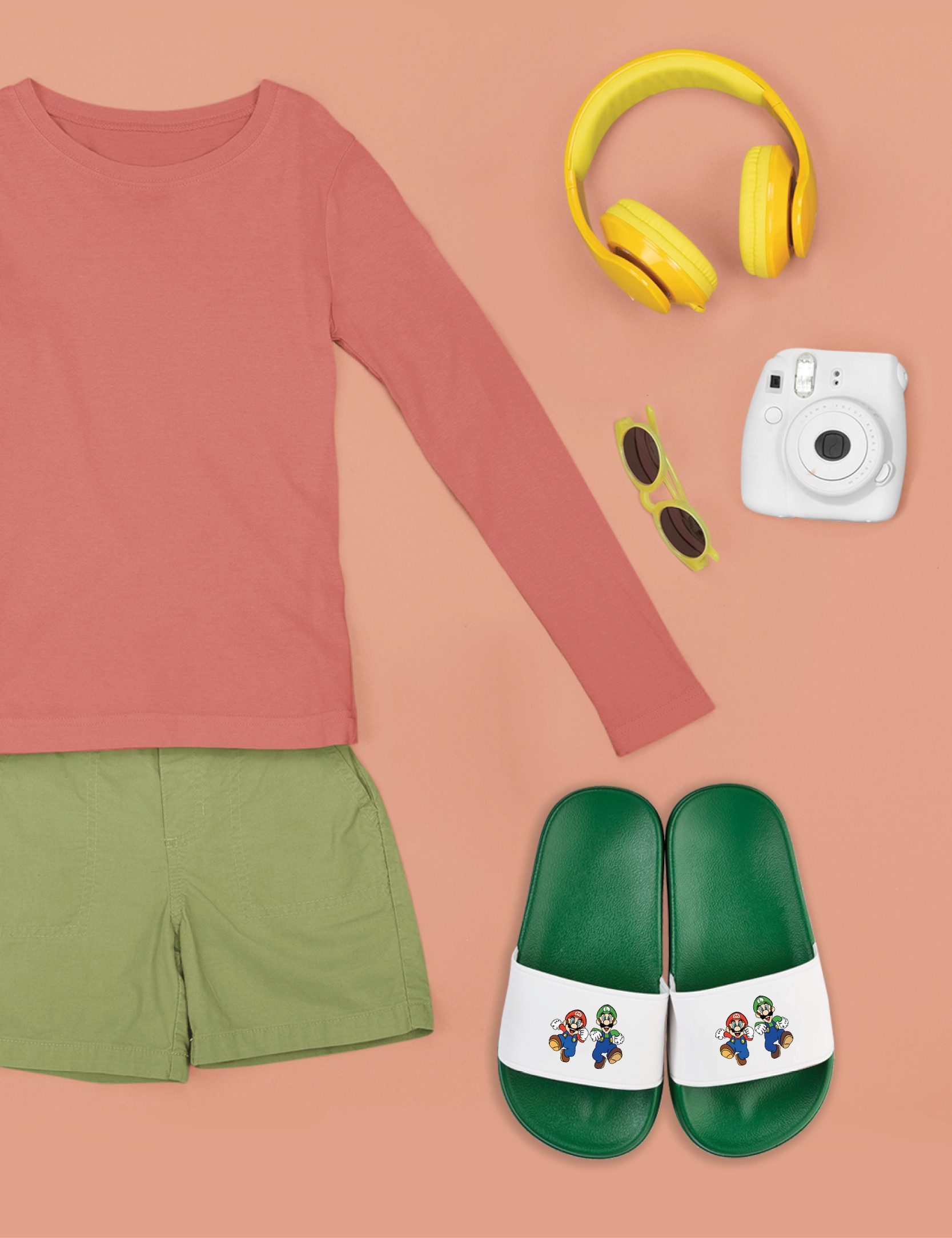 Youth Designz Mario und Luigi Kinder Badelatschen Flip Flops Badeschuh mit lustigen Aufdruck für Jungen und Mädchen