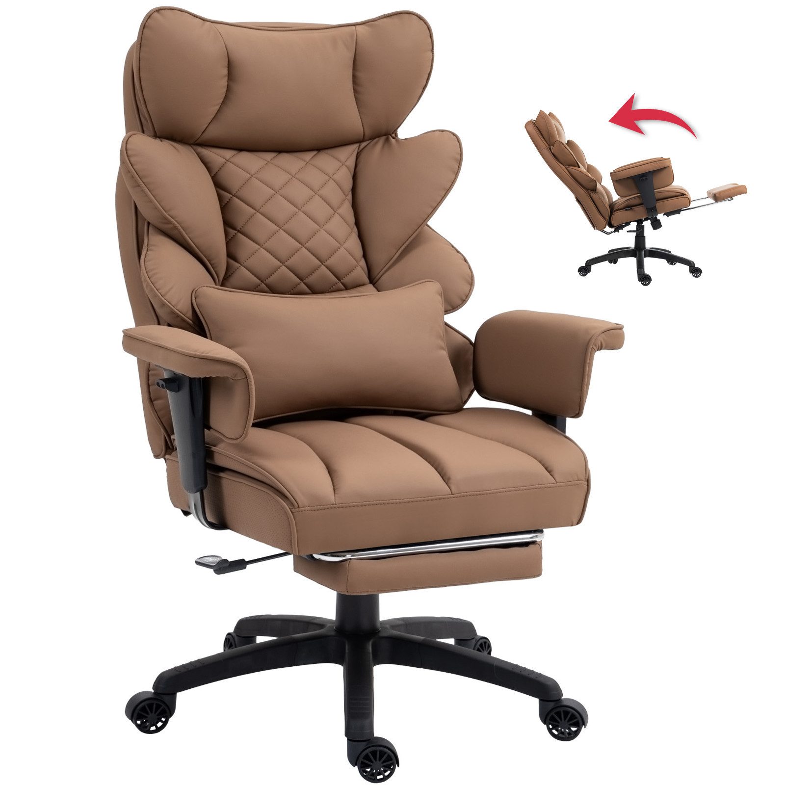 Dowinx Gaming-Stuhl Bürostuhl Ergonomisch mit Taschenfeder-Kissen (Packung), Chefsessel mit weiche Rückenlehne und verstellbare Lendenkissen