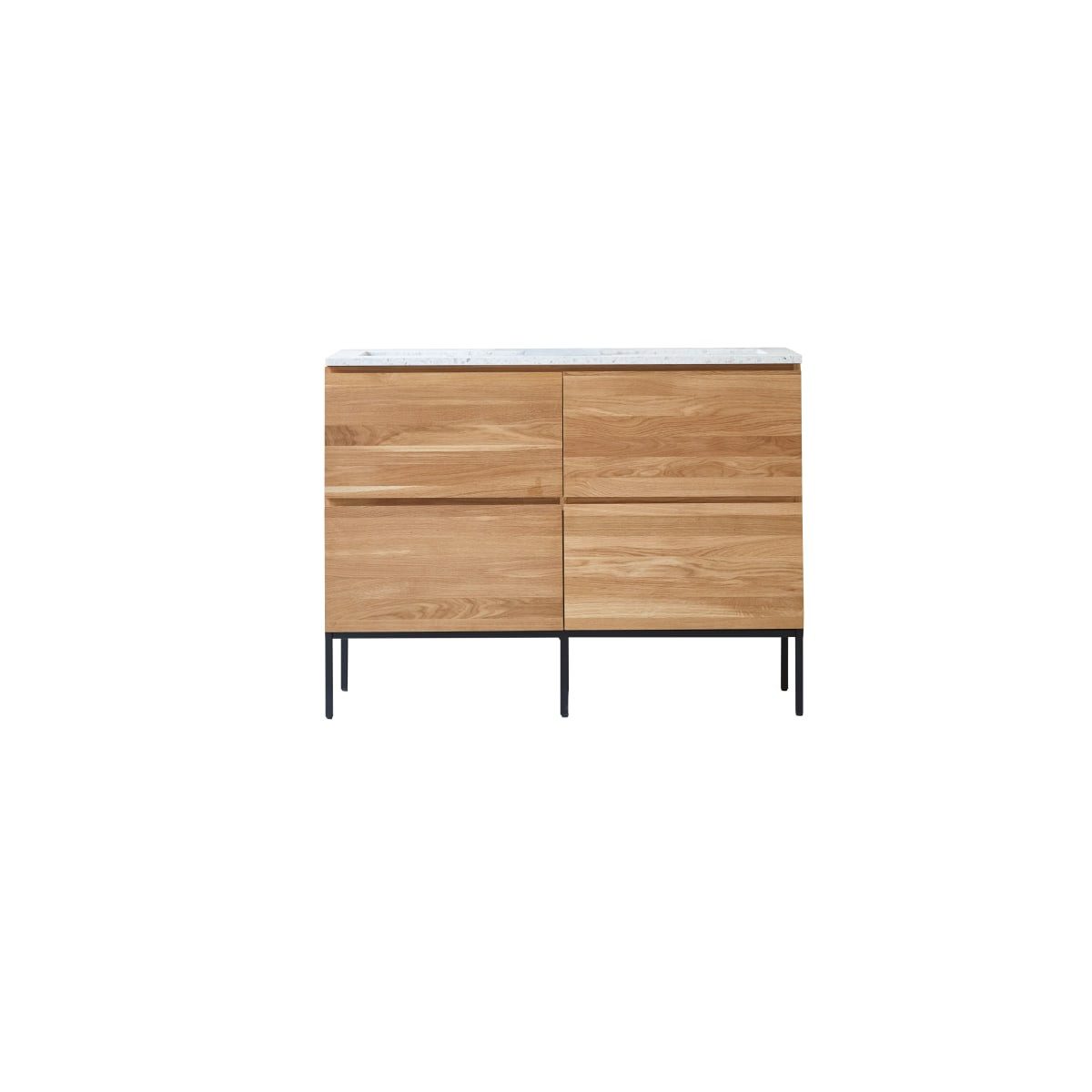 Tikamoon Waschtisch Badmöbel Nova aus massivem Eichenholz und Premium-Terrazzo Moon 120 cm