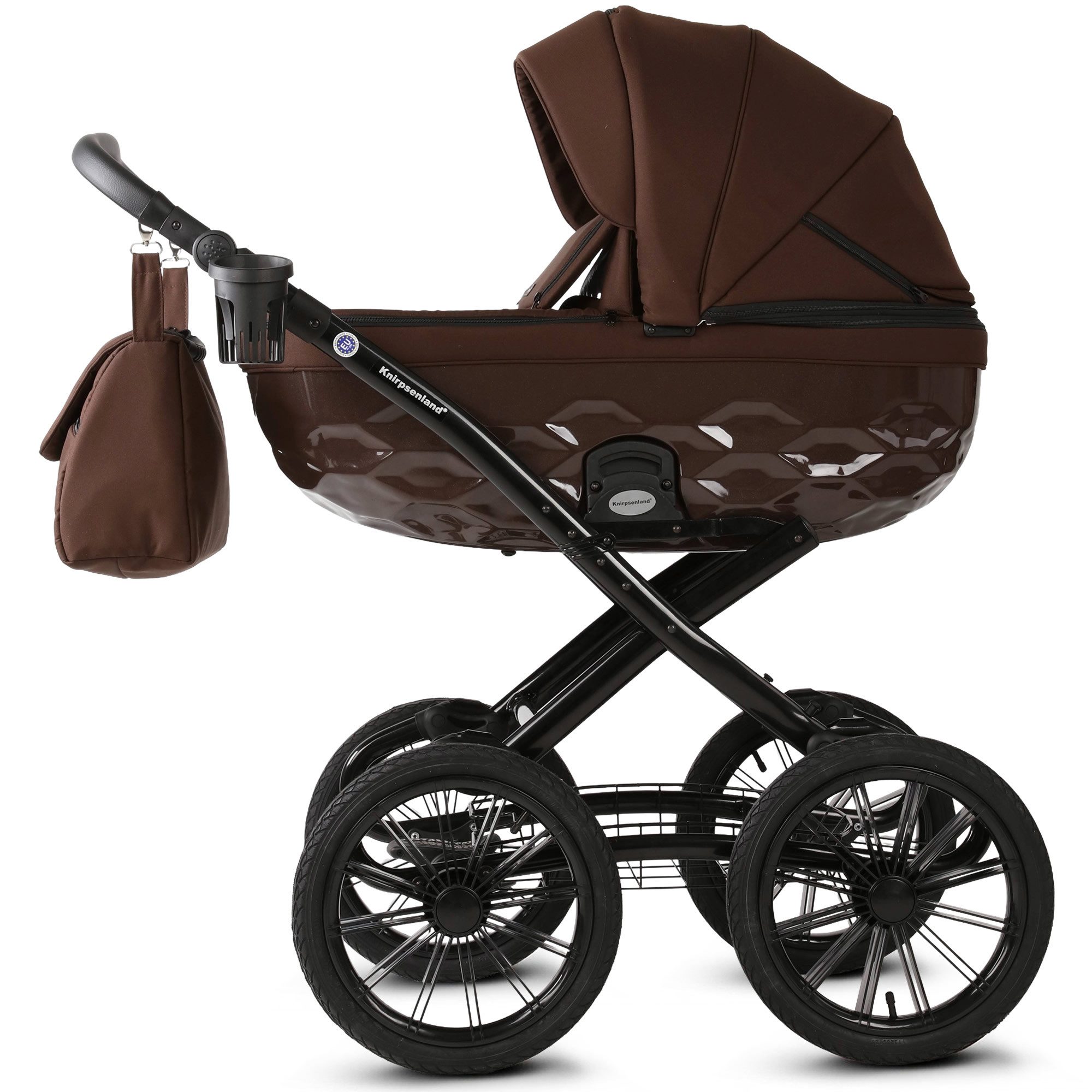 Knirpsenland Kombi-Kinderwagen Premium Retro Exclusive 2in1 inkl. Sportwagen, Wickeltasche & Zubehör, (Spar-Set), Kinderwagen, Handarbeit, 2in1 Kombi mit Babywanne und Sportsitz