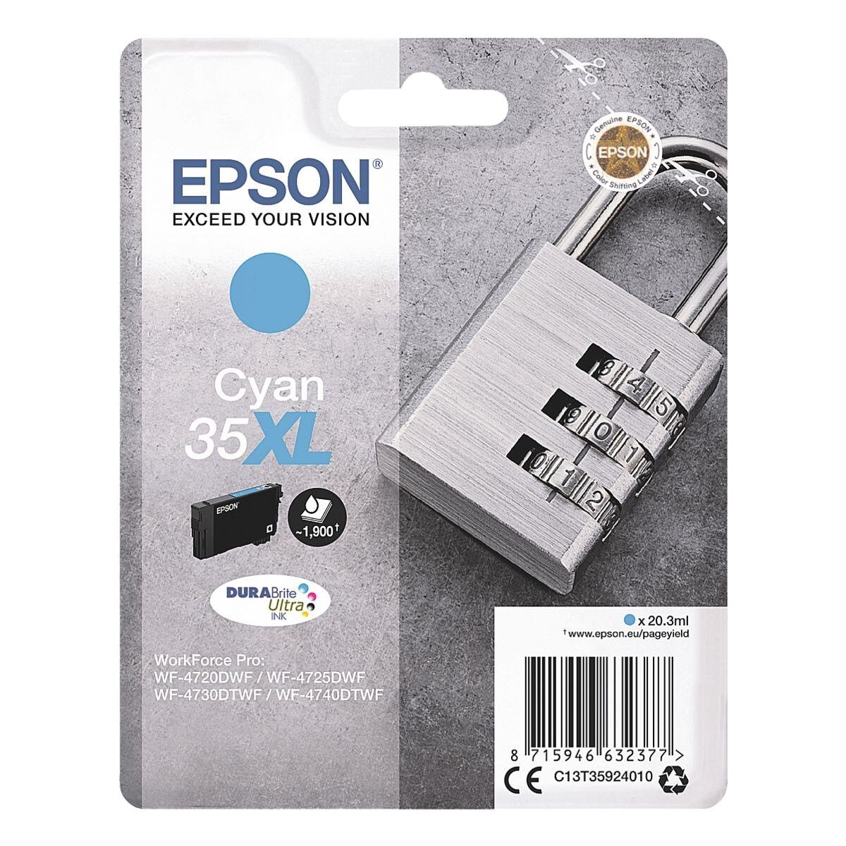 Epson 35XL Tintenpatrone (Original Druckerpatrone, cyan)
