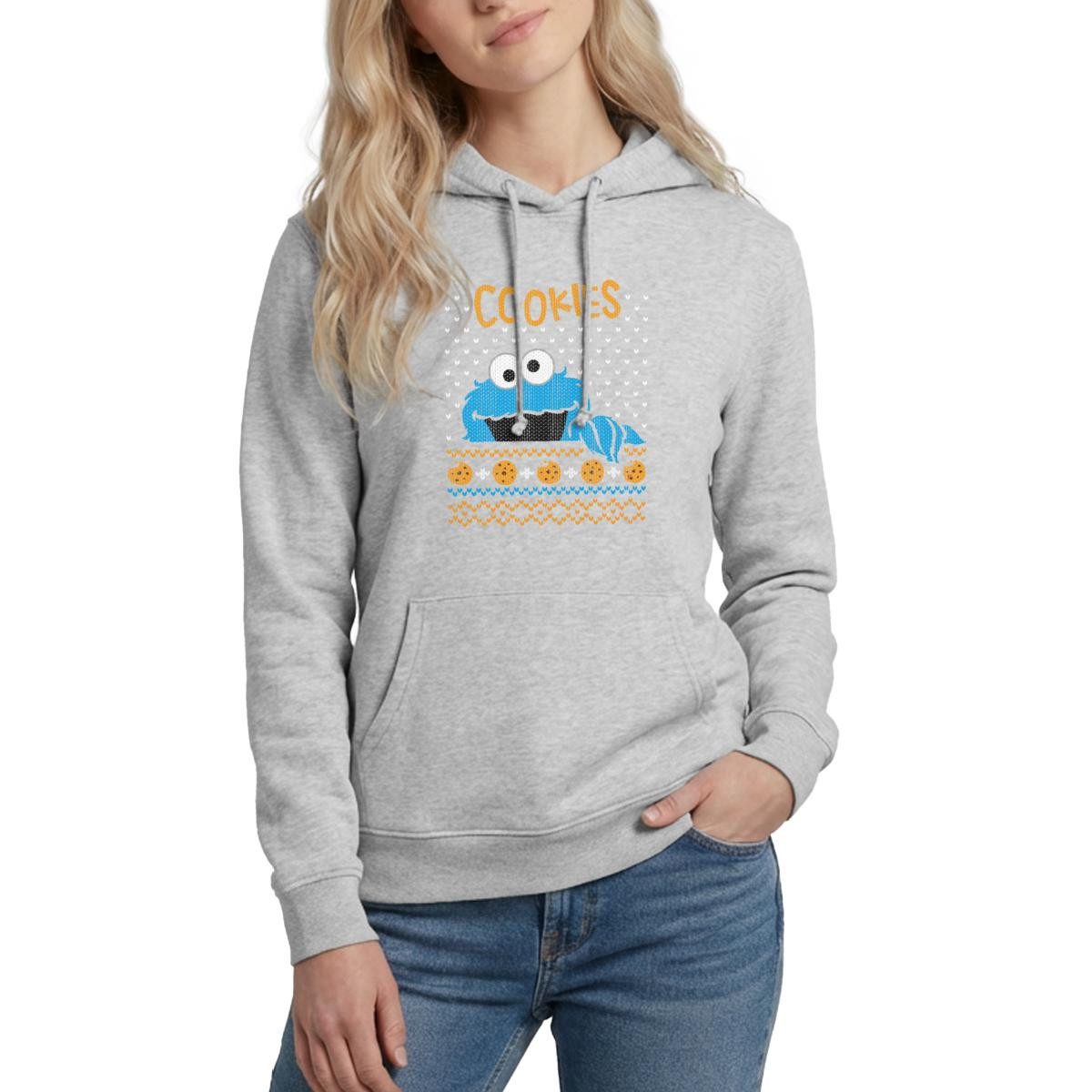 Spreadshirt Hoodie Sesamstraße Krümelmonster Ugly Xmas Damen Hoodie (1-tlg)