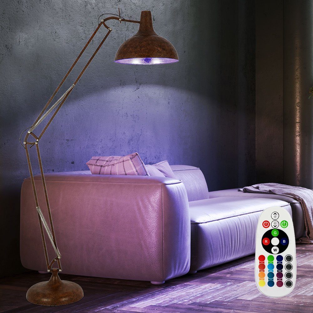 etc-shop LED Stehlampe, Leuchtmittel inklusive, Warmweiß, Farbwechsel, Steh Lampe Wohn Zimmer rost Decken Fluter FERNBEDIENUNG