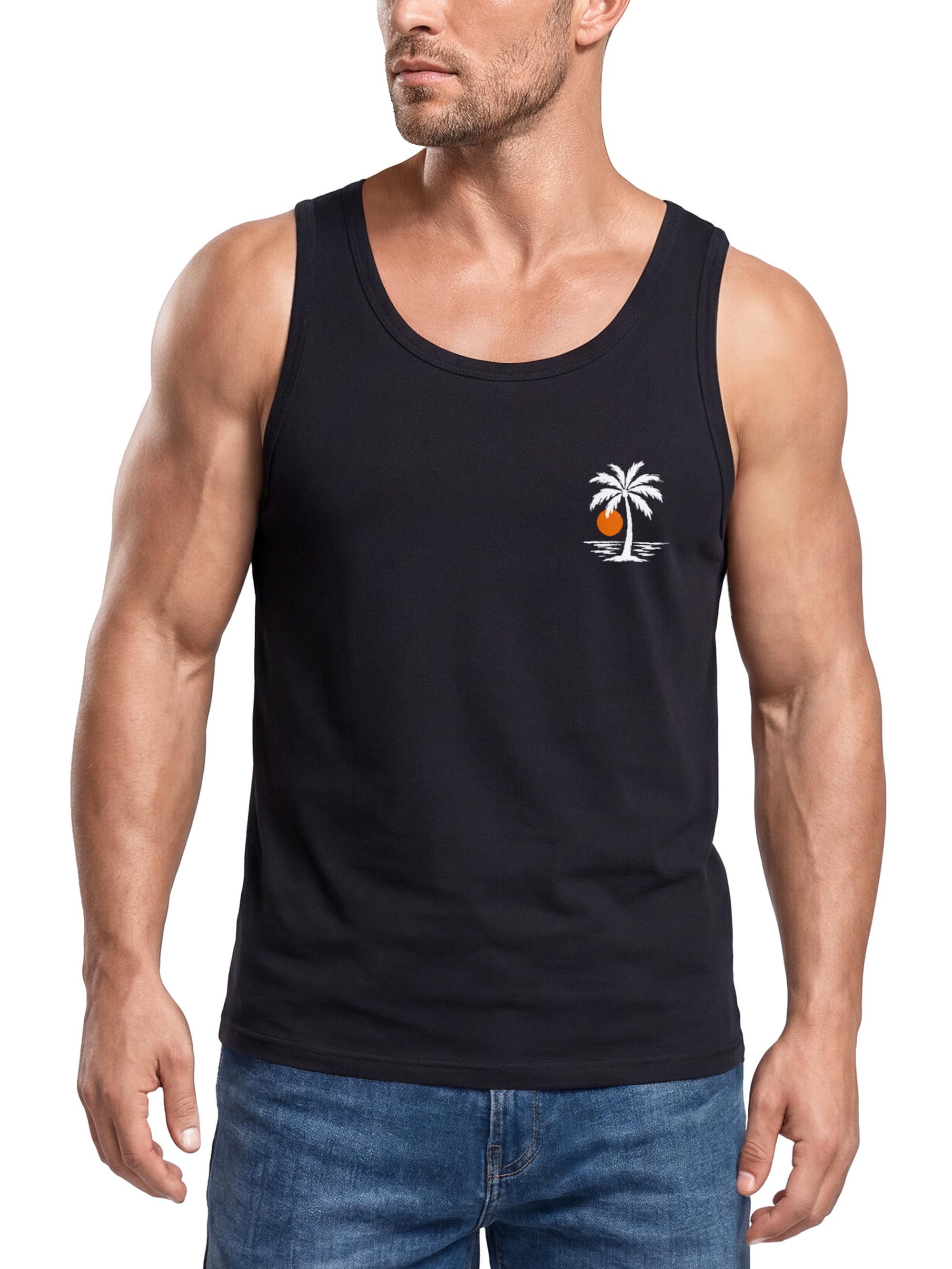 Neverless Tanktop Tanktop Herren mit Grafik-Print - Logo Design Beach - Trägershirt mit Print