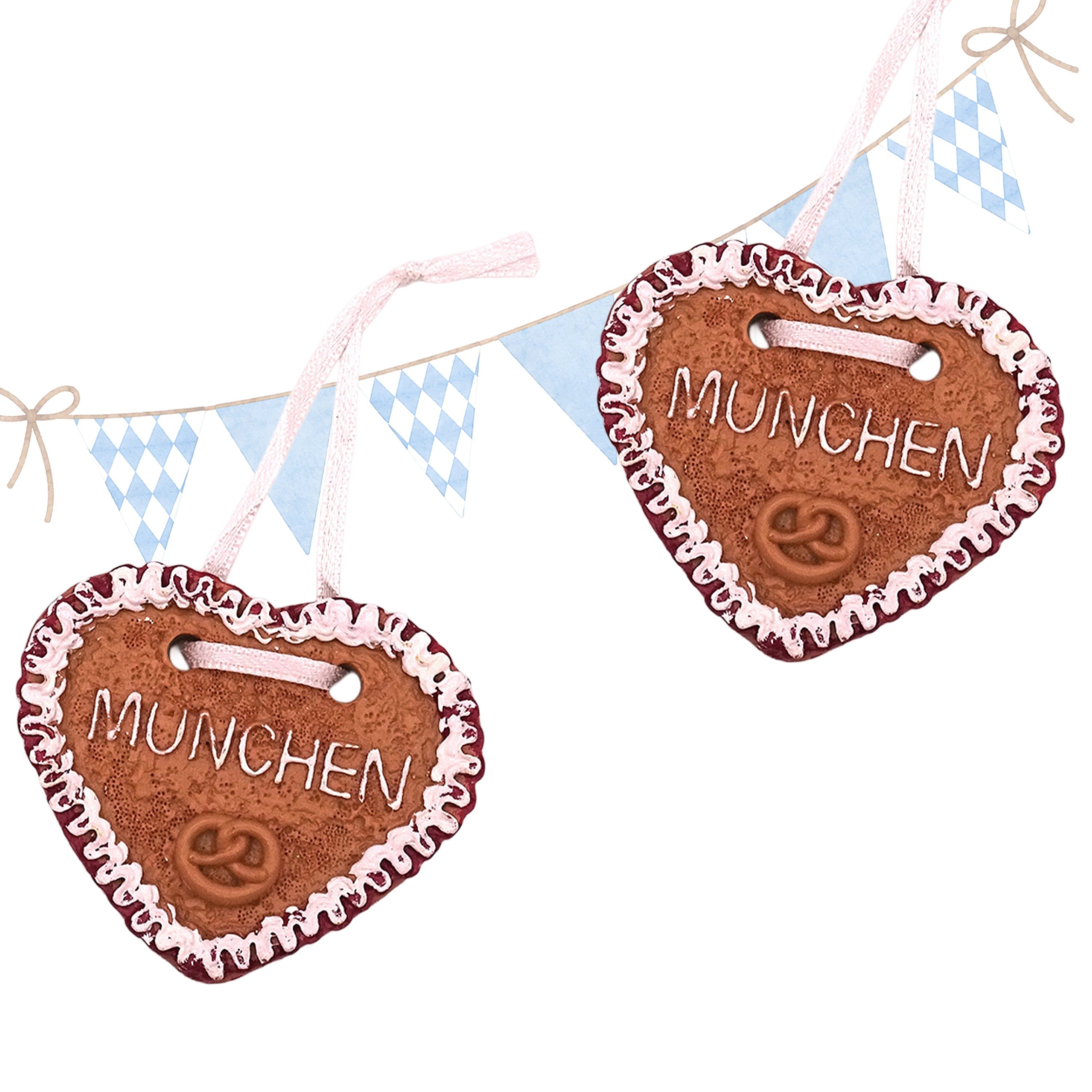 Logbuch-Verlag Dekofigur Lebkuchenherz Anhänger München 6 cm aus Polyresin – Wiesn-Souvenir