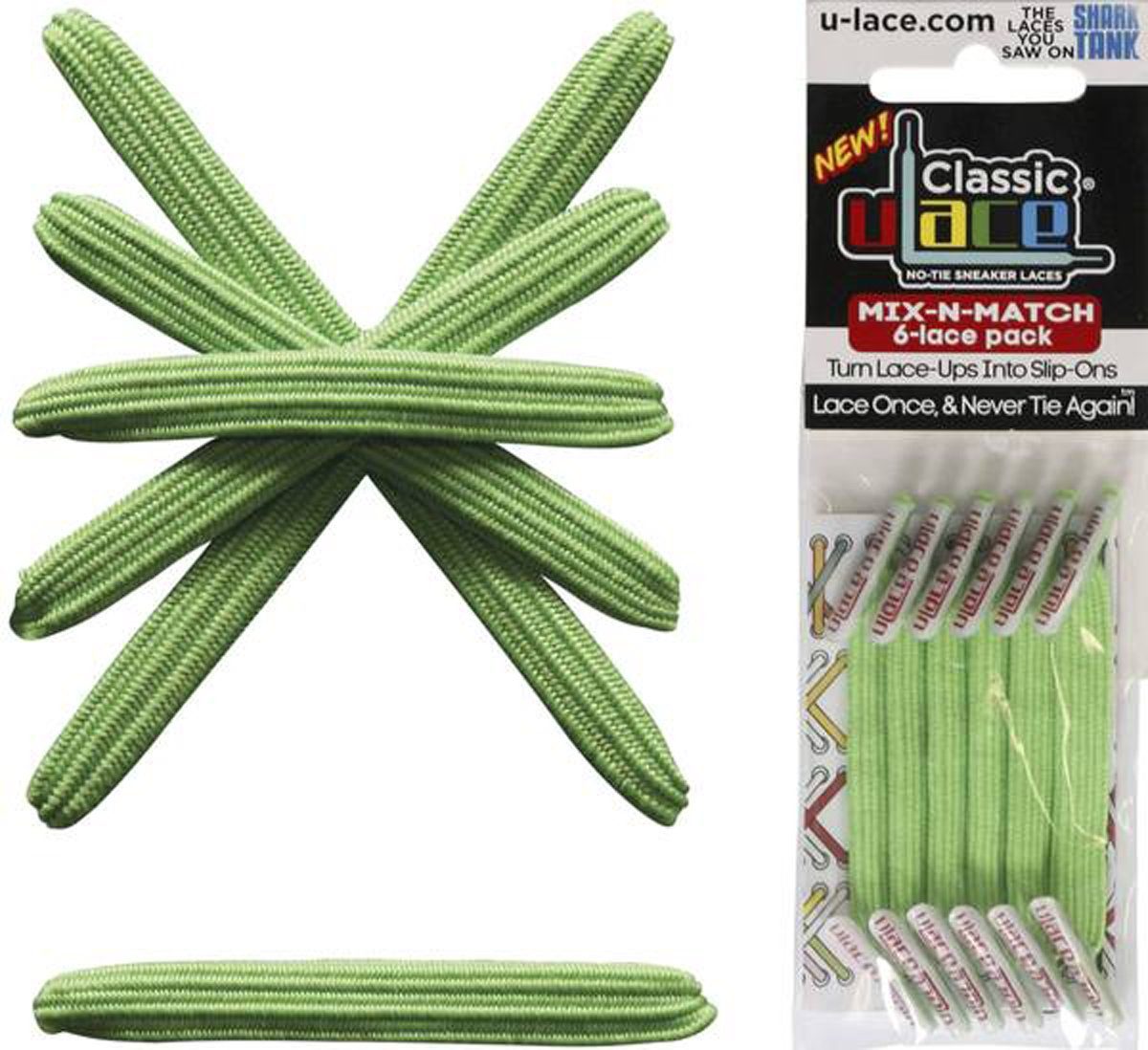 U-Laces Schnürsenkel Classic Mix N Match 6 Stück - elastische Schnürsenkel mit Wiederhaken