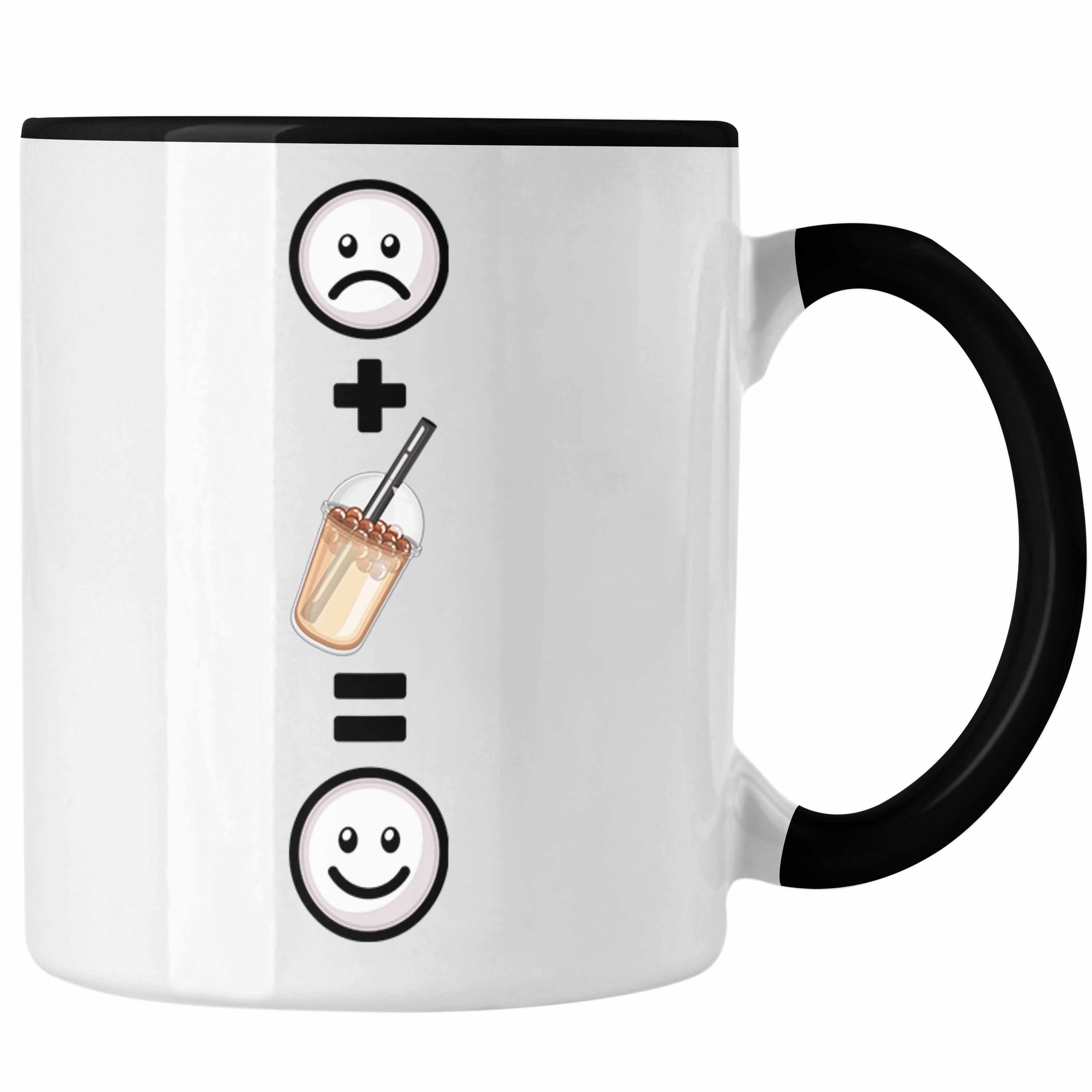 Trendation Tasse Bubble Tea Tasse Geschenk für Bubbletea Fans Lustige Geschenkidee :( Schwarz