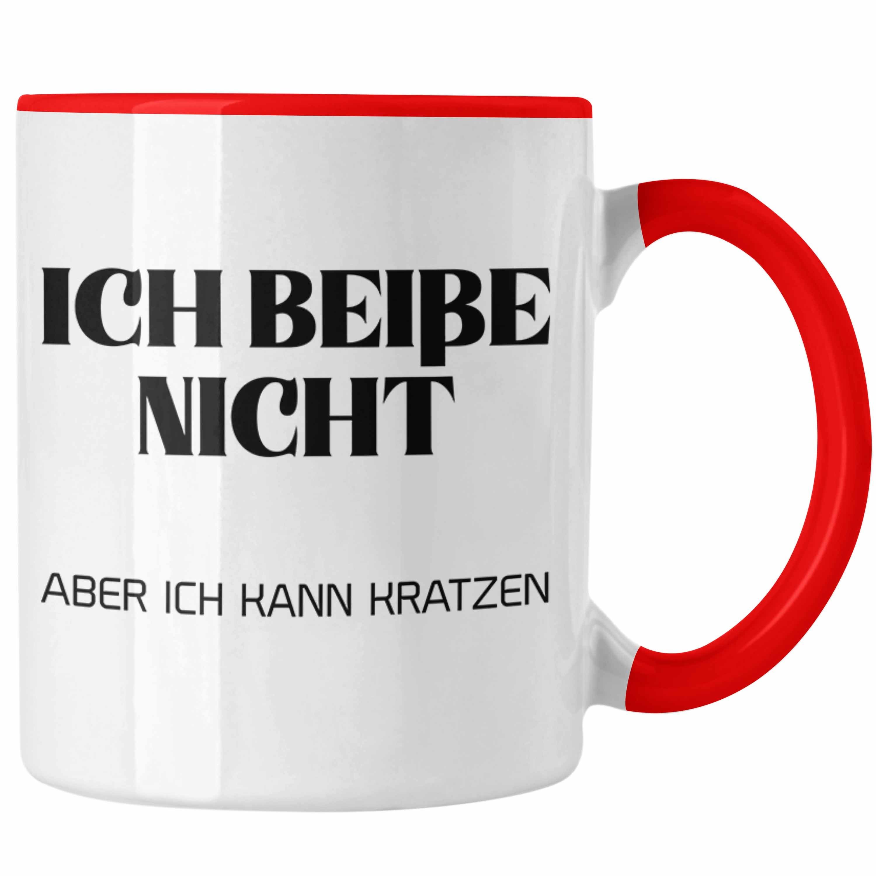 Trendation Tasse Ich Beiße Nicht Tasse für Frauen Geschenk Freundin Rot