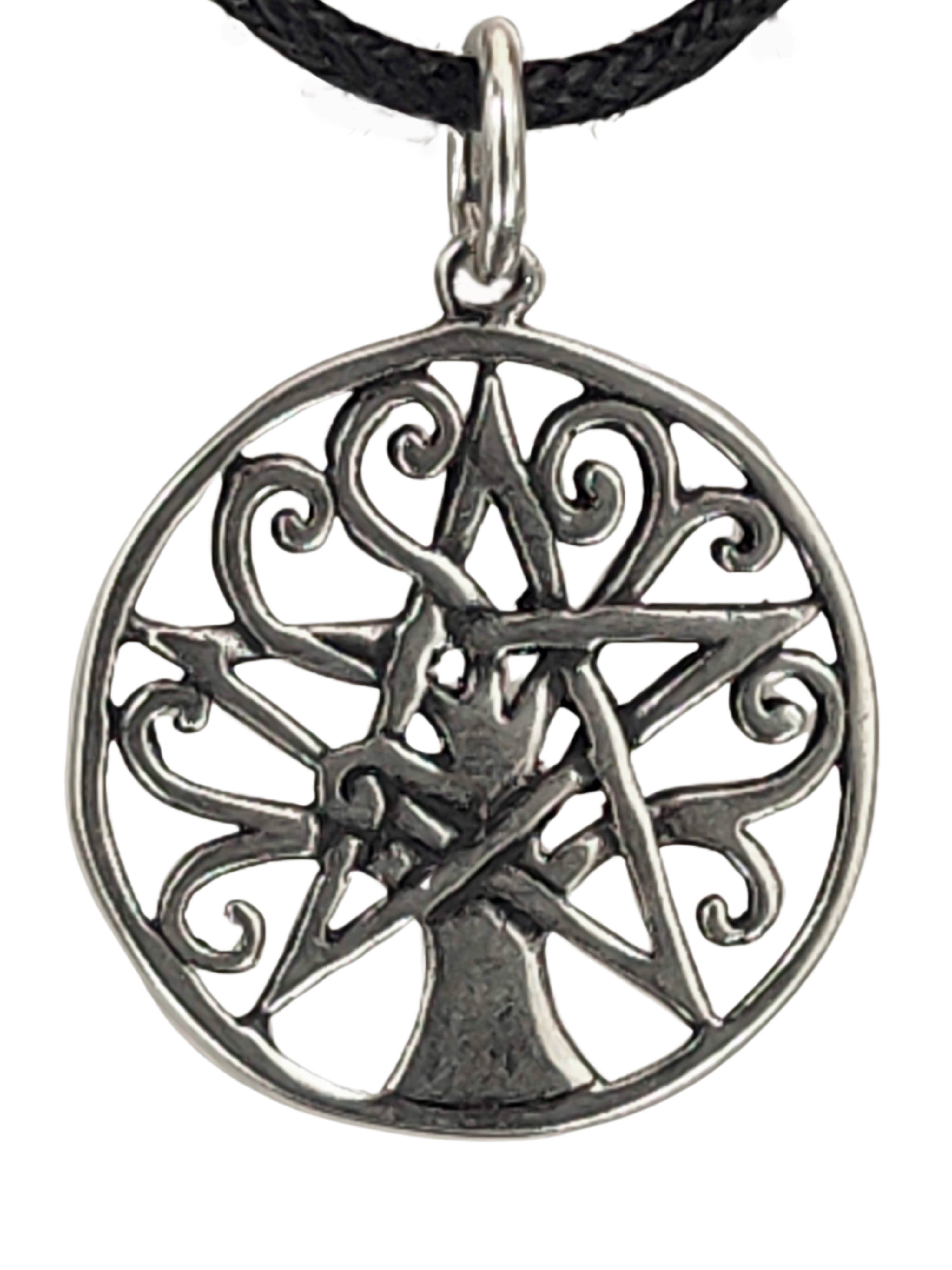 Kettenanhänger Silber Weltenbaum Leather Baum Yggdrasil Kiss Pentagramm Lebensbaum of Anhänger
