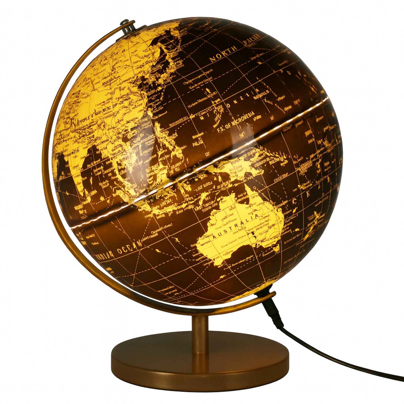 SELF IMPORT AGENCIES Globus Weltkarte 31 cm LED Funktion Licht Schwarz 1:52 Mio., (1-tlg), LED-Funktion, Dekoration, LED-Globus, Weltkarte, Weltkugel