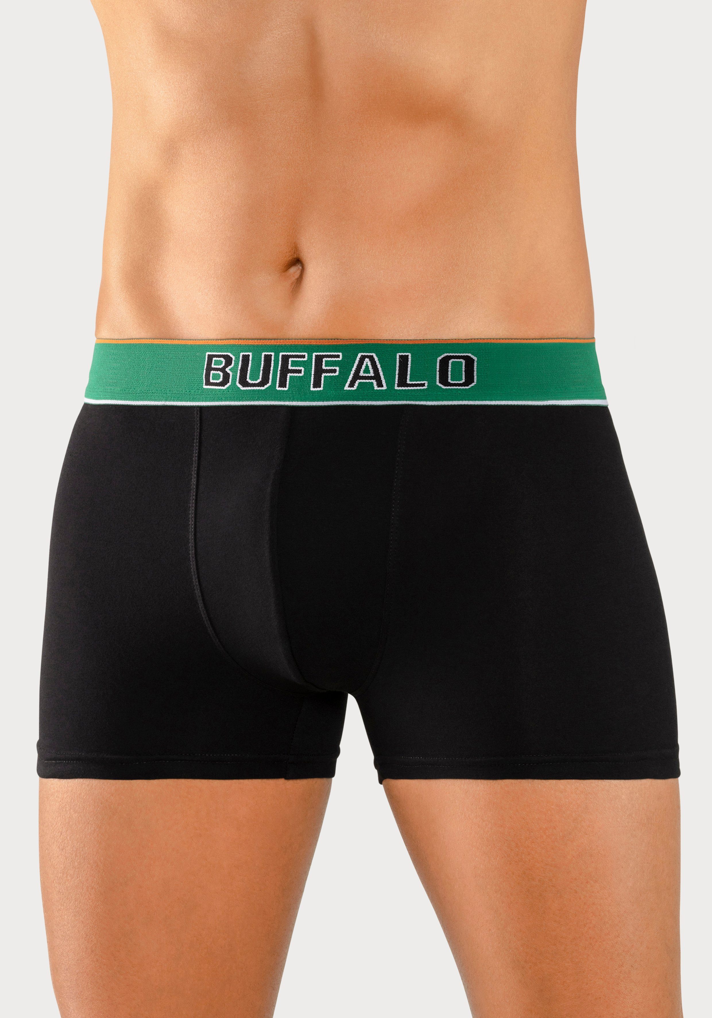 Buffalo College im schwarz-navy, schwarz, Boxer Design (Packung, Webbund schwarz-grün 3-St)