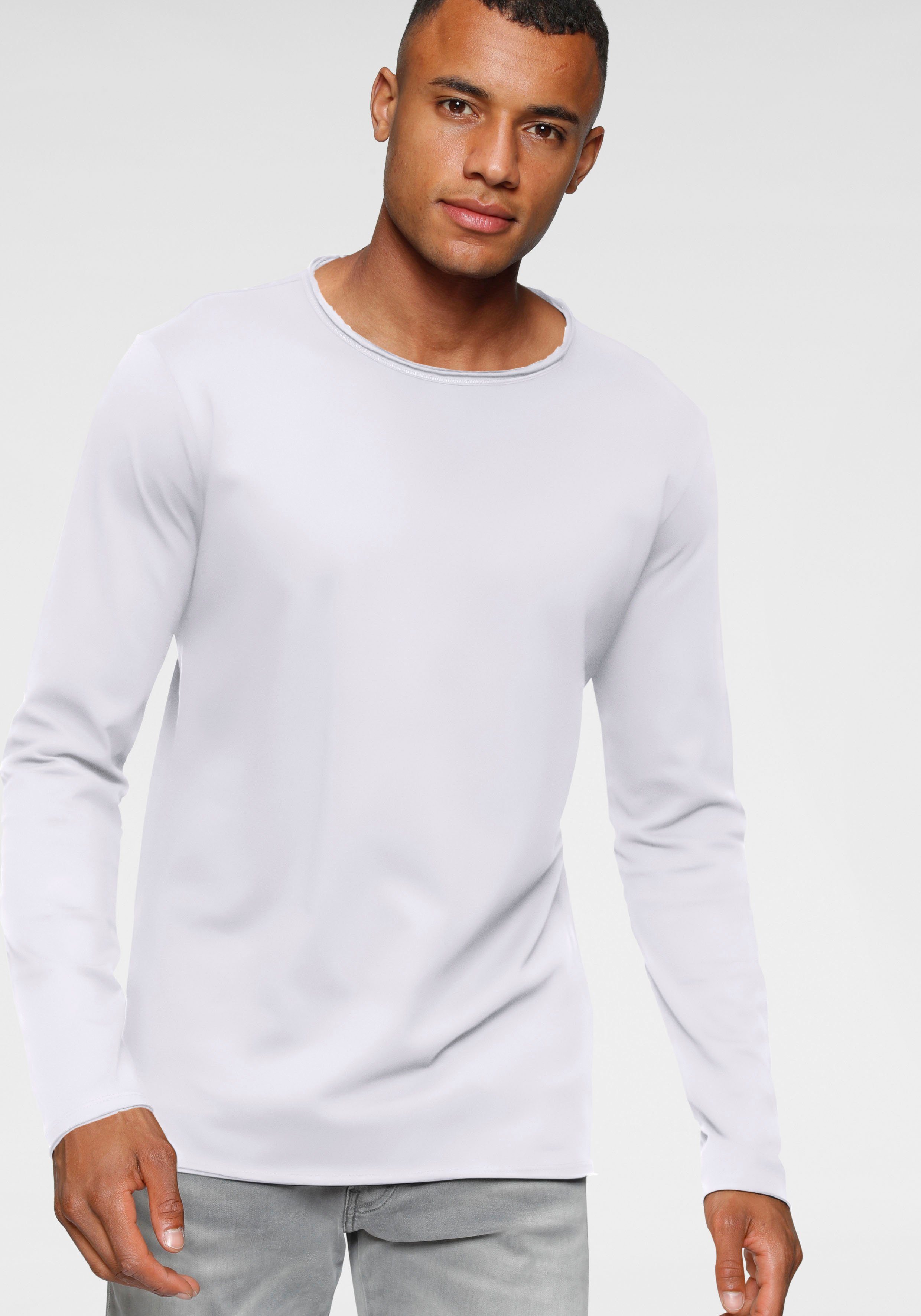 Replay Langarmshirt weiß | Rundhalsshirts