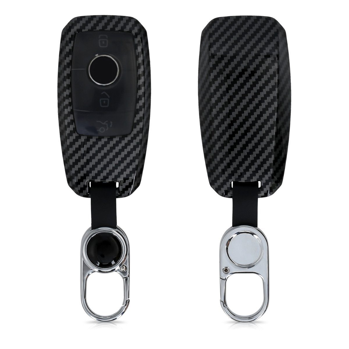 kwmobile Etui, Autoschlüssel Hülle für Mercedes Benz - Hardcover  Schlüsselhülle für Mercedes Benz Smart Key Autoschlüssel (nur Keyless)  Carbon Design