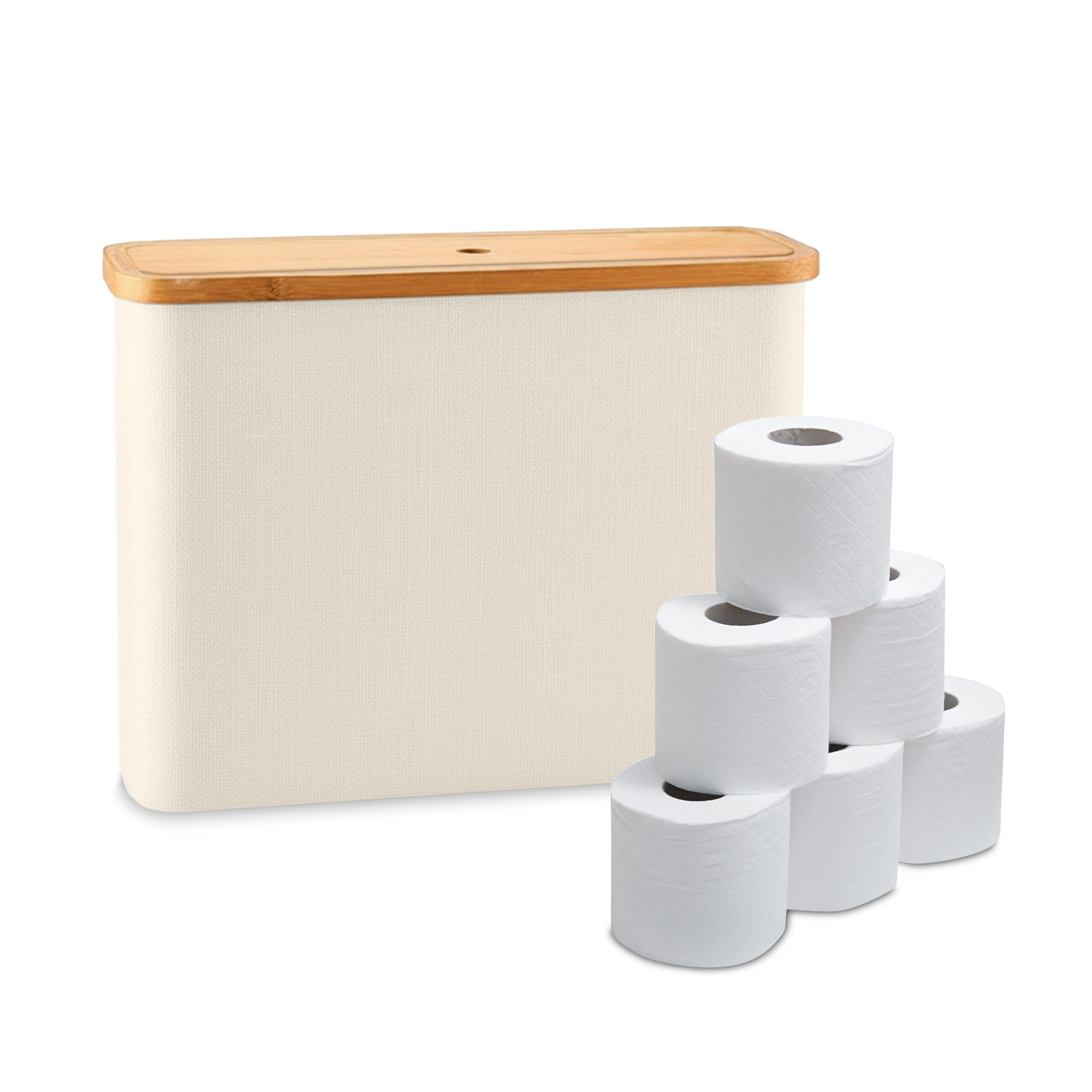 relaxdays Toiletten-Ersatzrollenhalter Toilettenpapier Aufbewahrung 12 Rollen, Beige