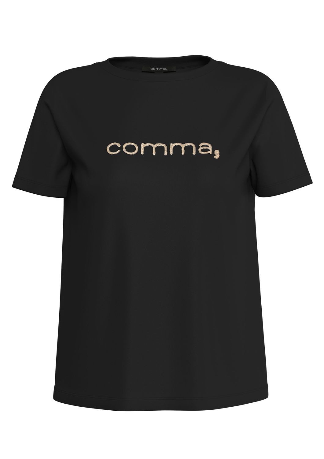 Comma T-Shirt mit Pailletten-Logo-Stickerei Viskose-Mix günstig online kaufen