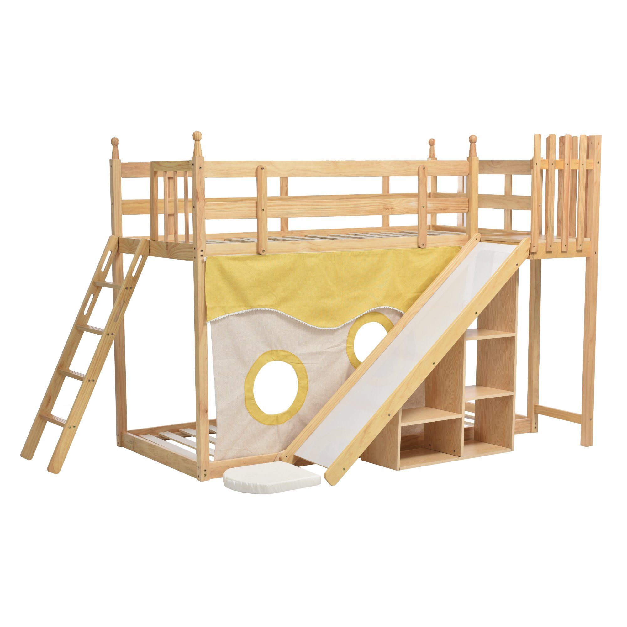 Ulife Fallschutz Gitter Holzbett und mit Zäune, und Bett Etagenbett Treppe Kinderbett mit