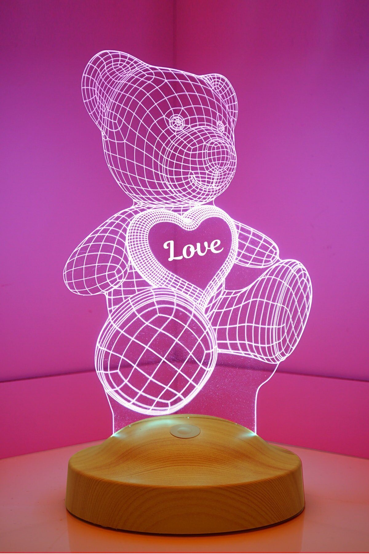 Geschenkelampe LED Nachttischlampe Teddybär Geschenke 3D Nachtlicht Teddybear, Farbwechsel, Leuchte 7 Farben fest integriert, Valentinstag Geschenk für Freundin, Partnerin, Verlobte, Frau