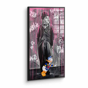 DOTCOMCANVAS® Acrylglasbild Pink Rain - Acrylglas, Acrylglasbild Charlie Chaplin Pop Art Donald Duck mit premium Rahmen