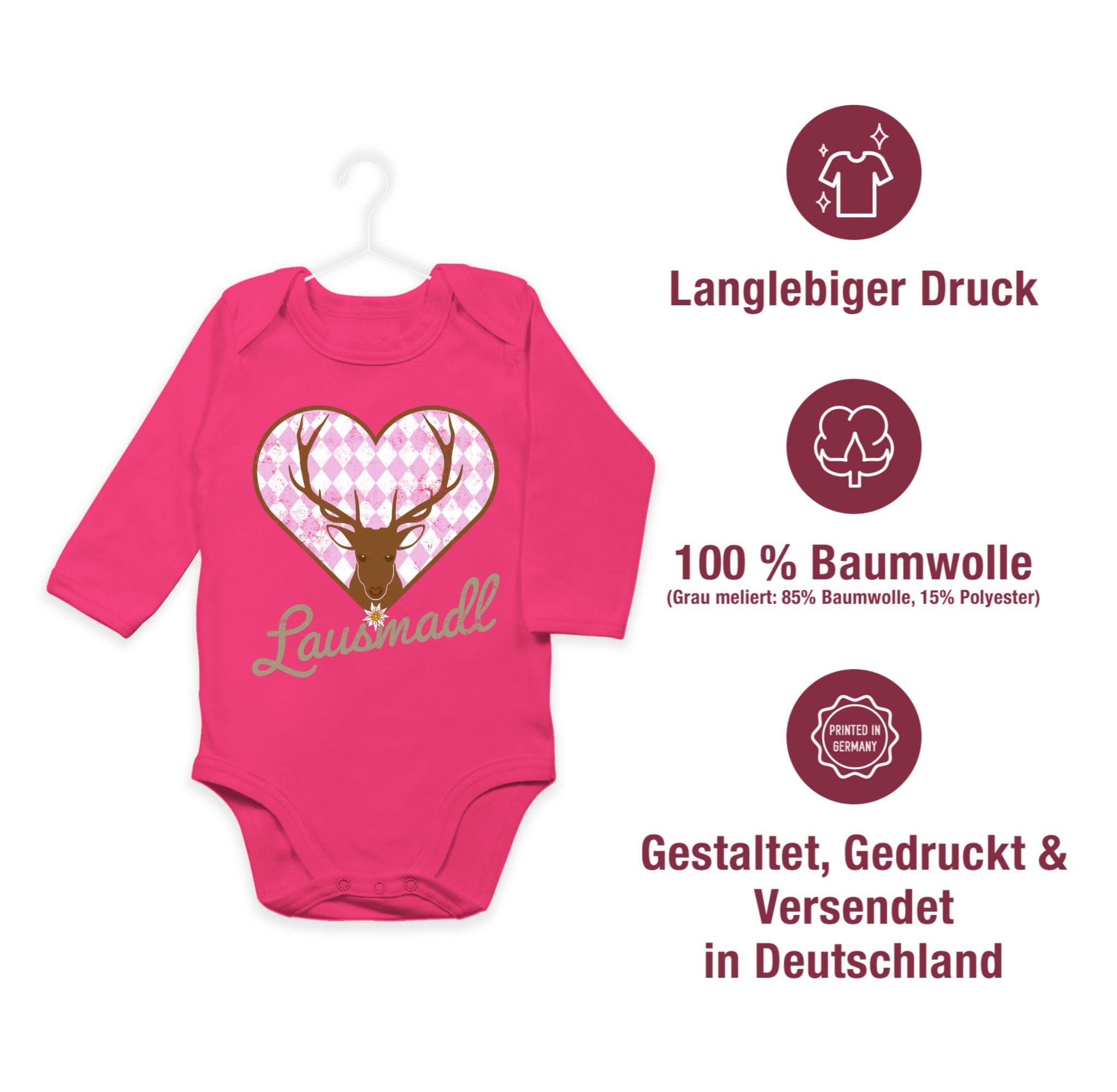 Lausmadl Baby Shirtracer Fuchsia Hirsch Shirtbody für 2 Oktoberfest Mode Outfit