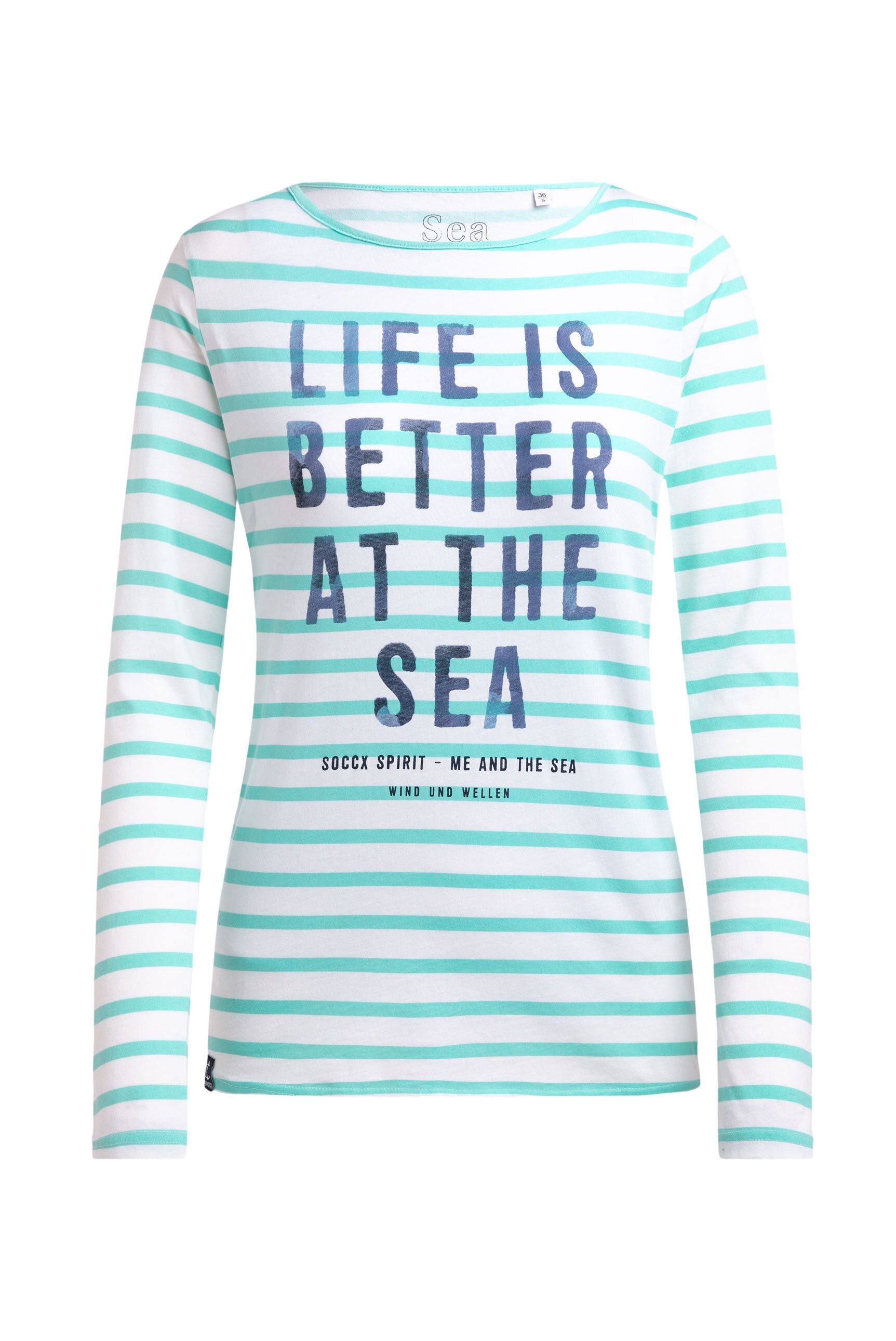 SOCCX Rundhalsshirt mit U-Boot-Ausschnitt