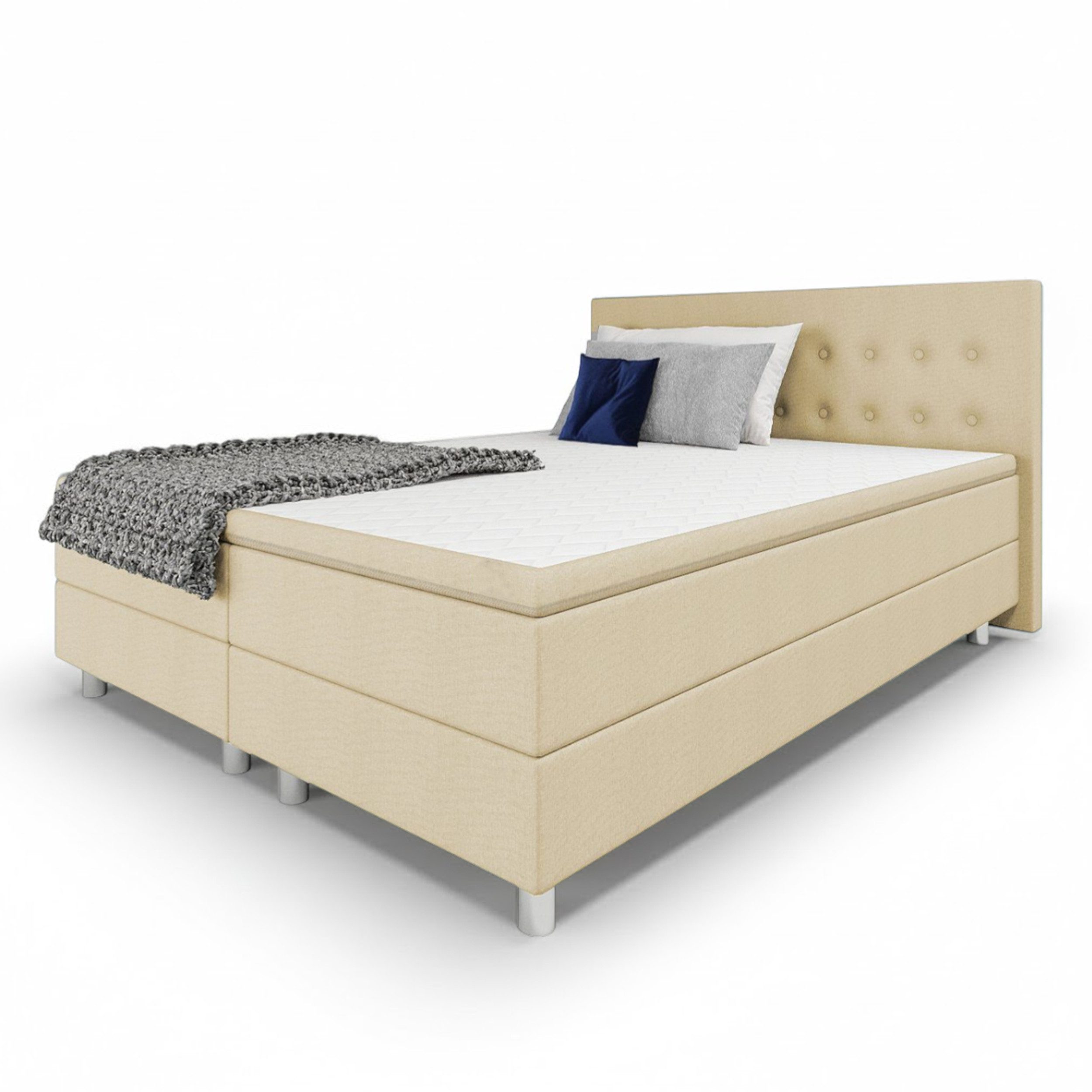 Best for Home Boxspringbett mit gepolstertem Kopfteil, komfortabler Bonnell-Matratze & 5 cm Topper (Boxspringbett-Set mit Matratze und Topper, 1-St., 90x200 120x200 140x200 160x200 180x200 200x200), Handwerksqualität,TOP Preis-Leistungs-Verhältnis