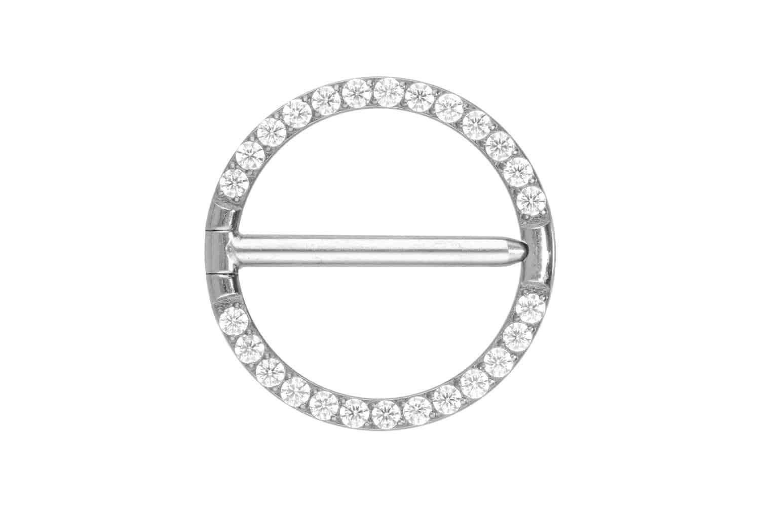 PIERCINGLINE Brustwarzenpiercing Titan Nippelpiercing Clicker RING + EINGEFASSTE KRISTALLE (Clicker, 1-tlg), Brust-, Nippel-Piercing, Titan