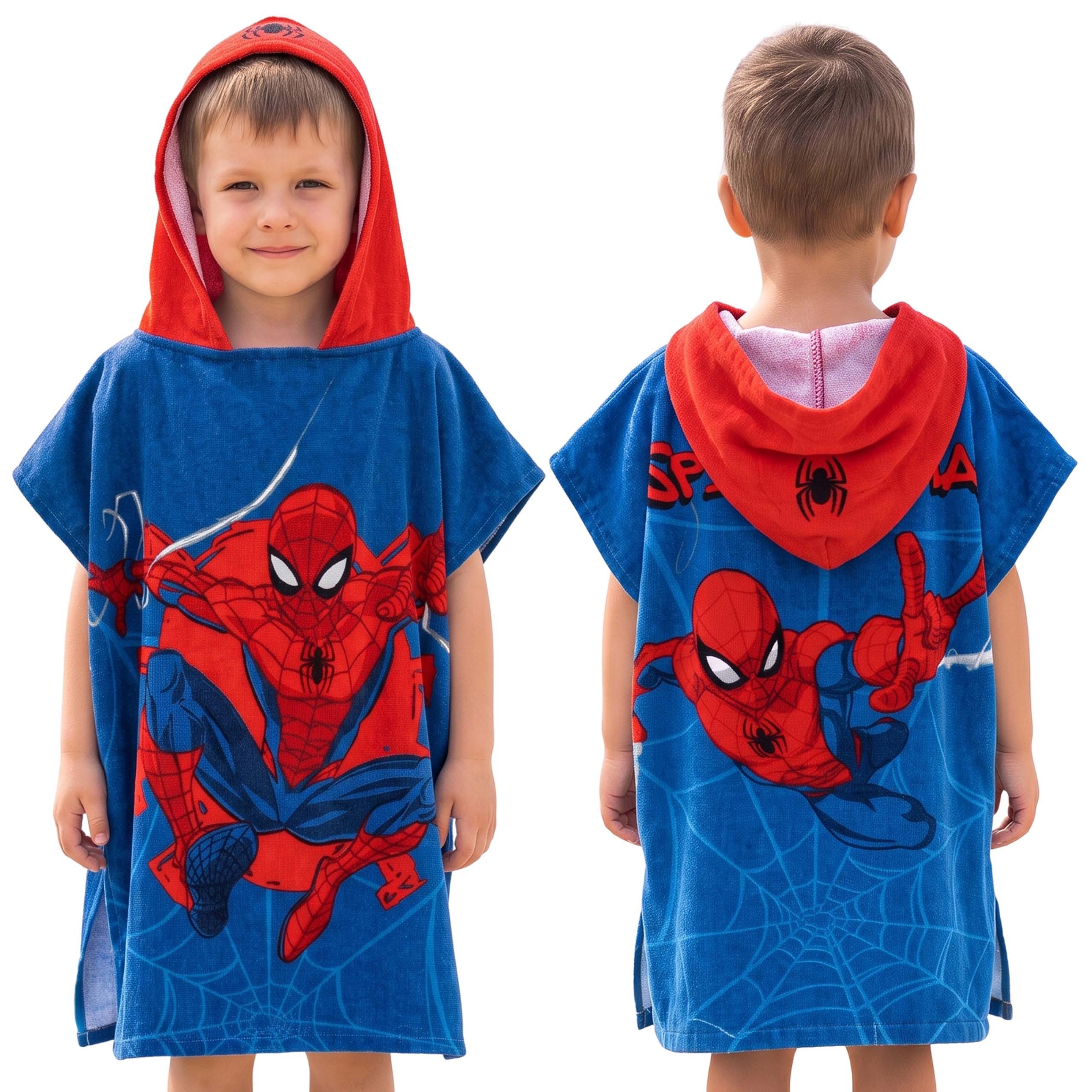 Sarcia.eu Kapuzenhandtuch MARVEL Spider-Man Kinder Schwimmhandtuch, Poncho mit Kapuze 50x115 cm