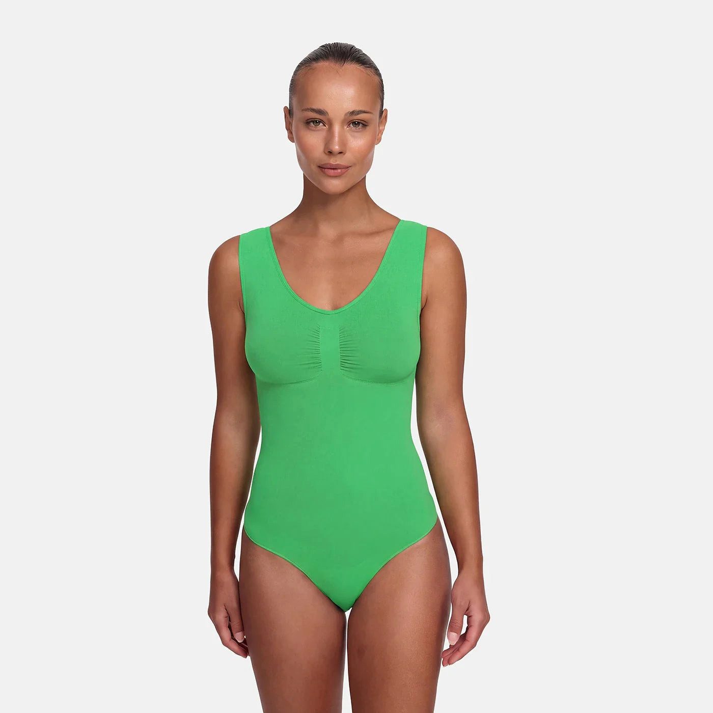 cfab (creamy fabrics) Miederbody Tank Bodysuit Sculpting Shapewear mit Slip-Poison Green-S (1-tlg) Figurformend