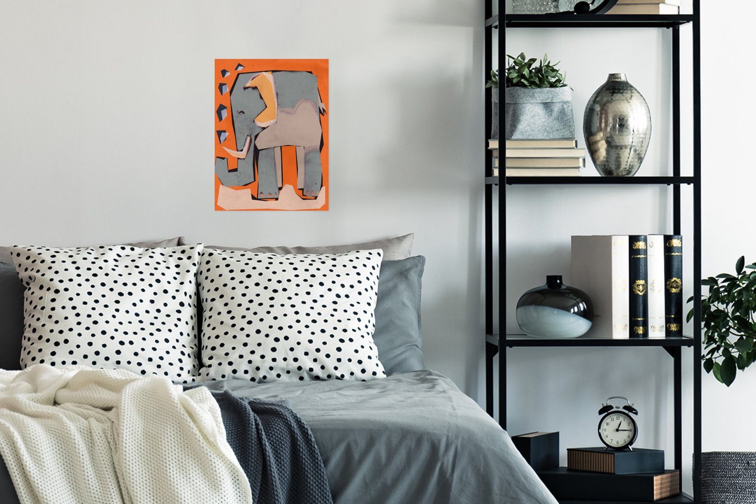 - Wohnzimmer, Tiere, Wandposter (1 St), Orange MuchoWow Poster, Wandbild, für Rahmen - - Elefant Kinder - Ohne Poster Pastell