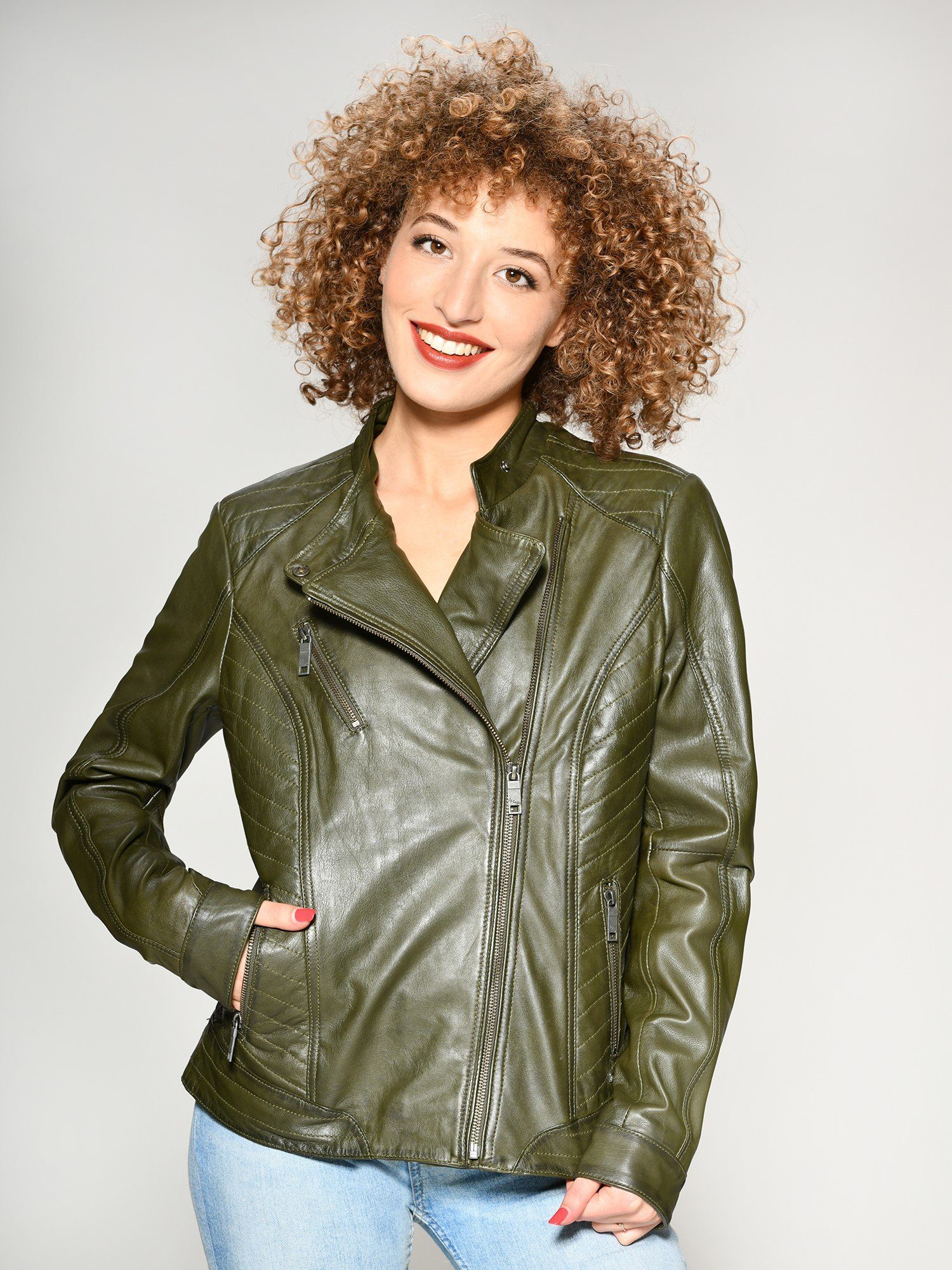 green Sally Lederjacke Maze