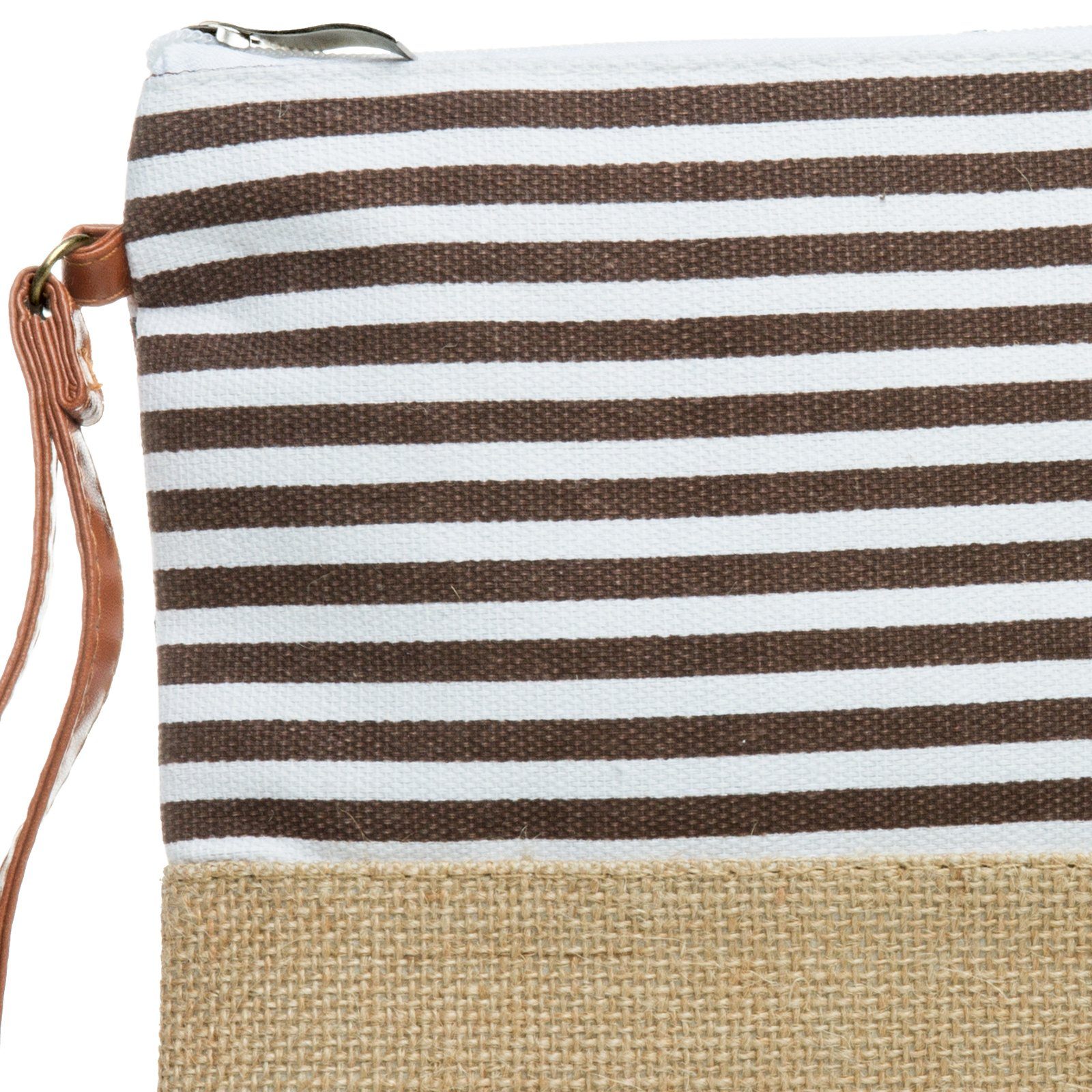 Caspar Clutch TS355 Damen Sommer Jute Tasche mit Streifen Print
