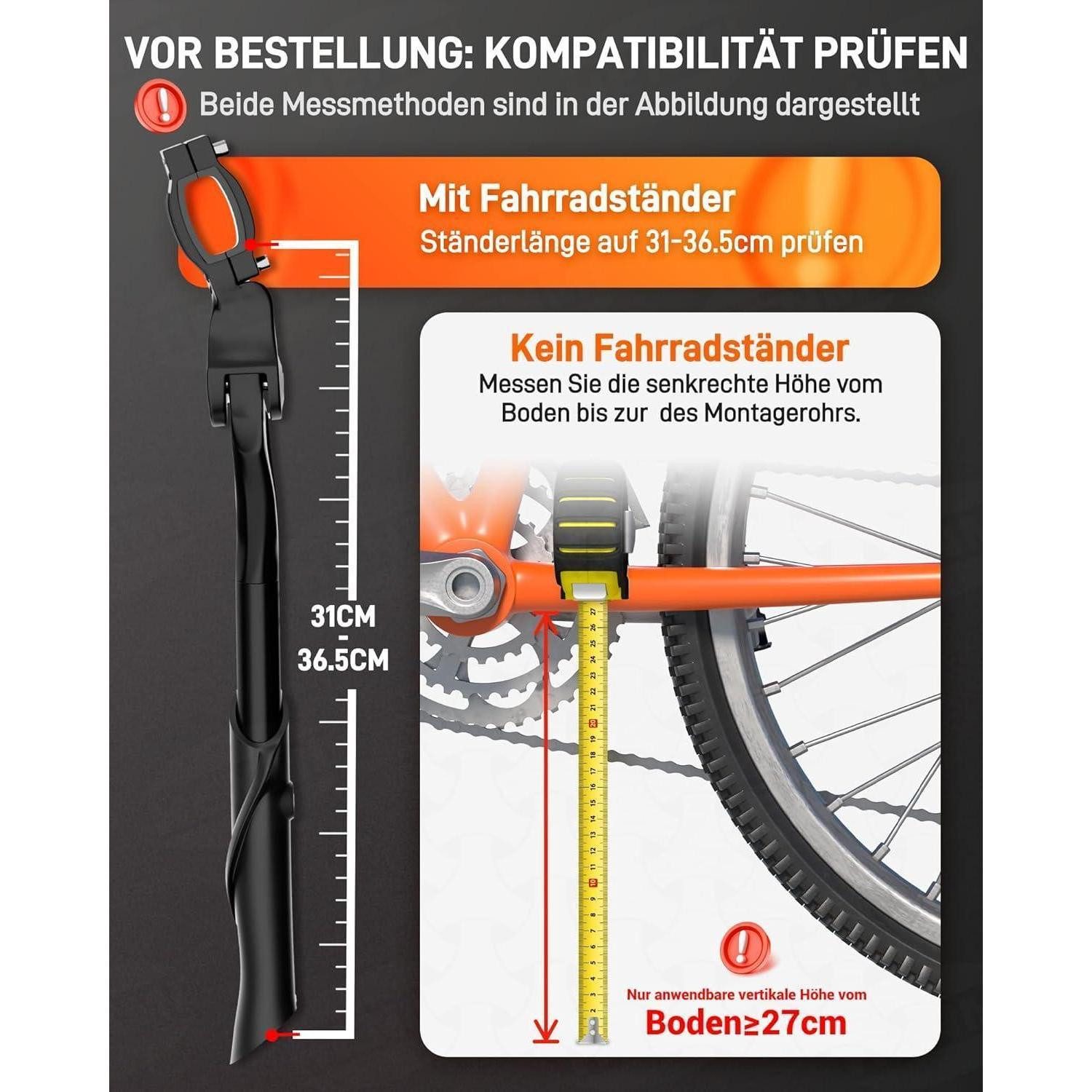 LuxusKollektion Fahrrad-Seitenständer Fahrradständer 24-29 Zoll Höhenverstellbar Rutschfest Stabil für
