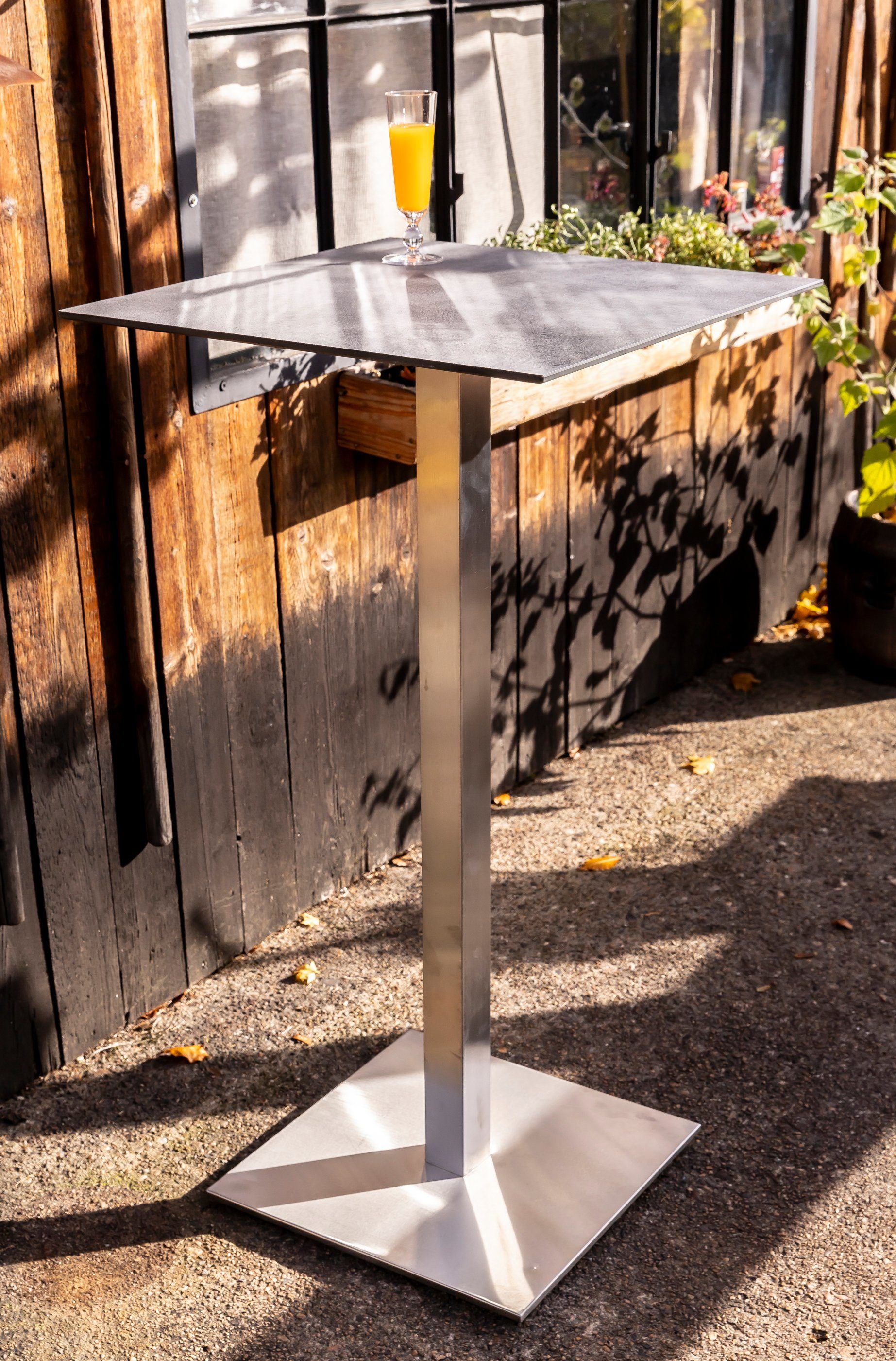 ONDIS24 x & Tischplatte In- 110 (H) Outdoor für Gartentisch Bartisch Bistrotisch HPL Edelstahlgestell, Stehtisch 59 mit cm