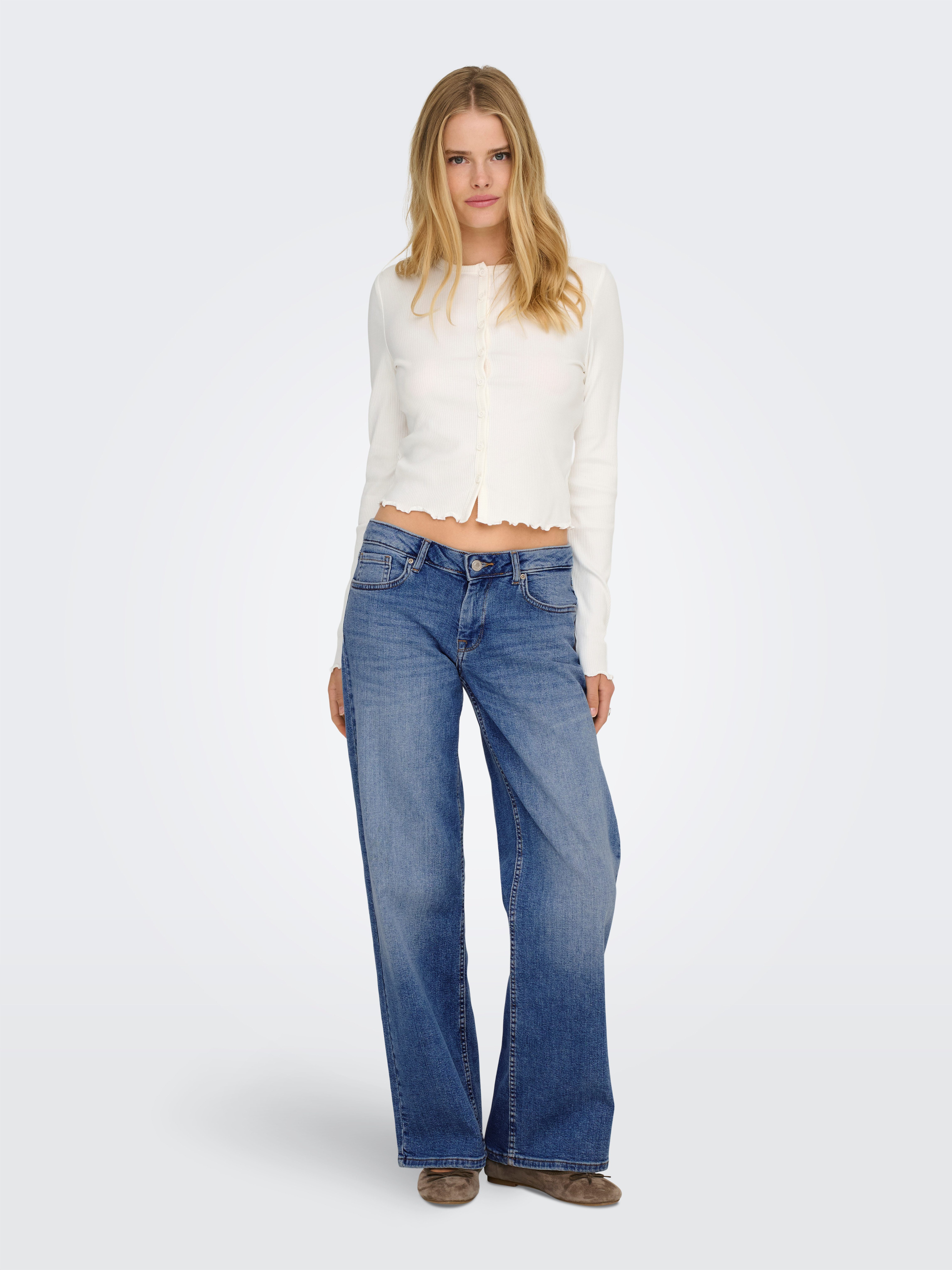 ONLY Weite Jeans ONLJUDY-O LW WIDE LEG DNM TAI712 NOOS niedrige Leibhöhe, weite Beinform