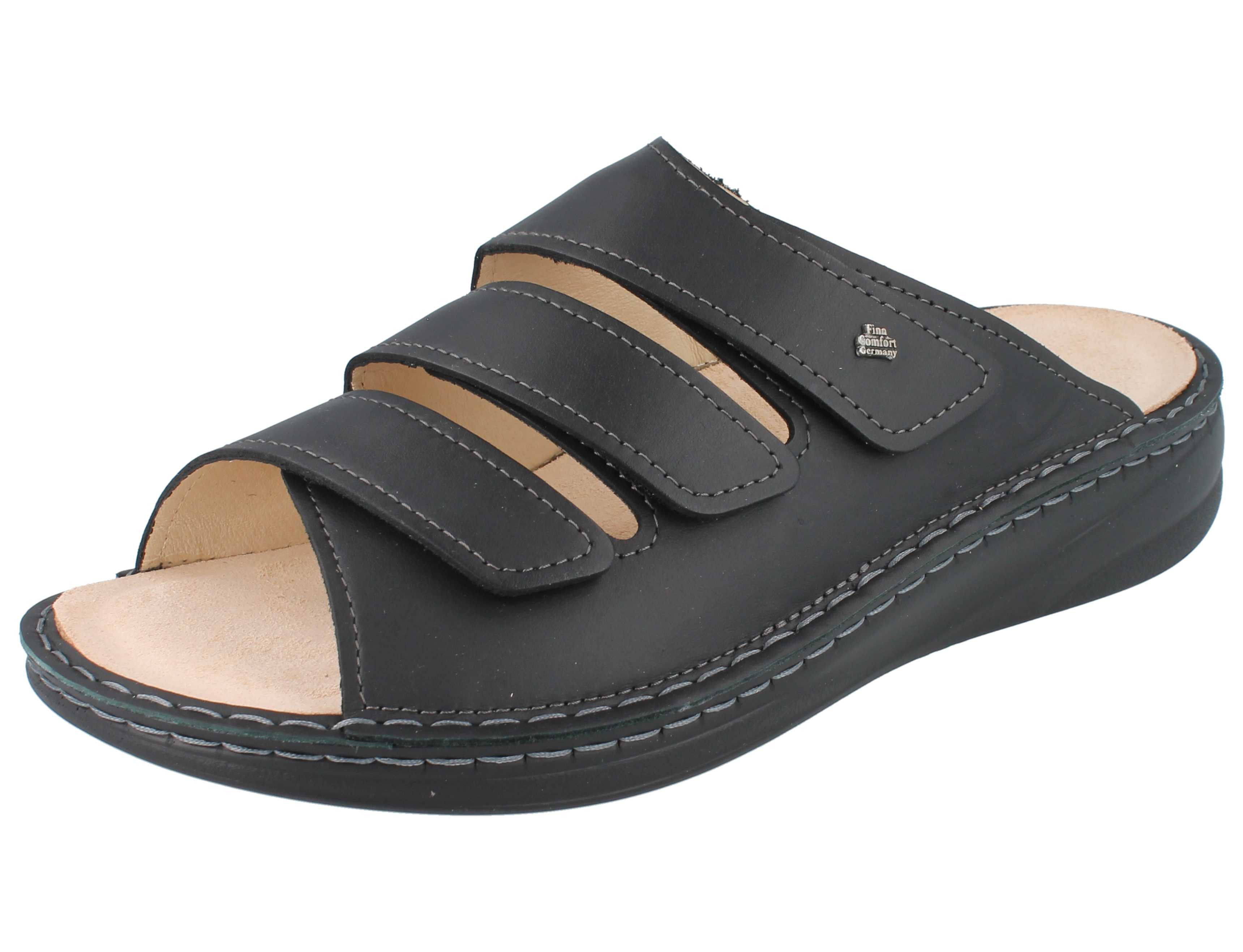 FINN COMFORT Keros Herren Pantolette schwarz Nuri Glattleder - Größe: Hausschuh