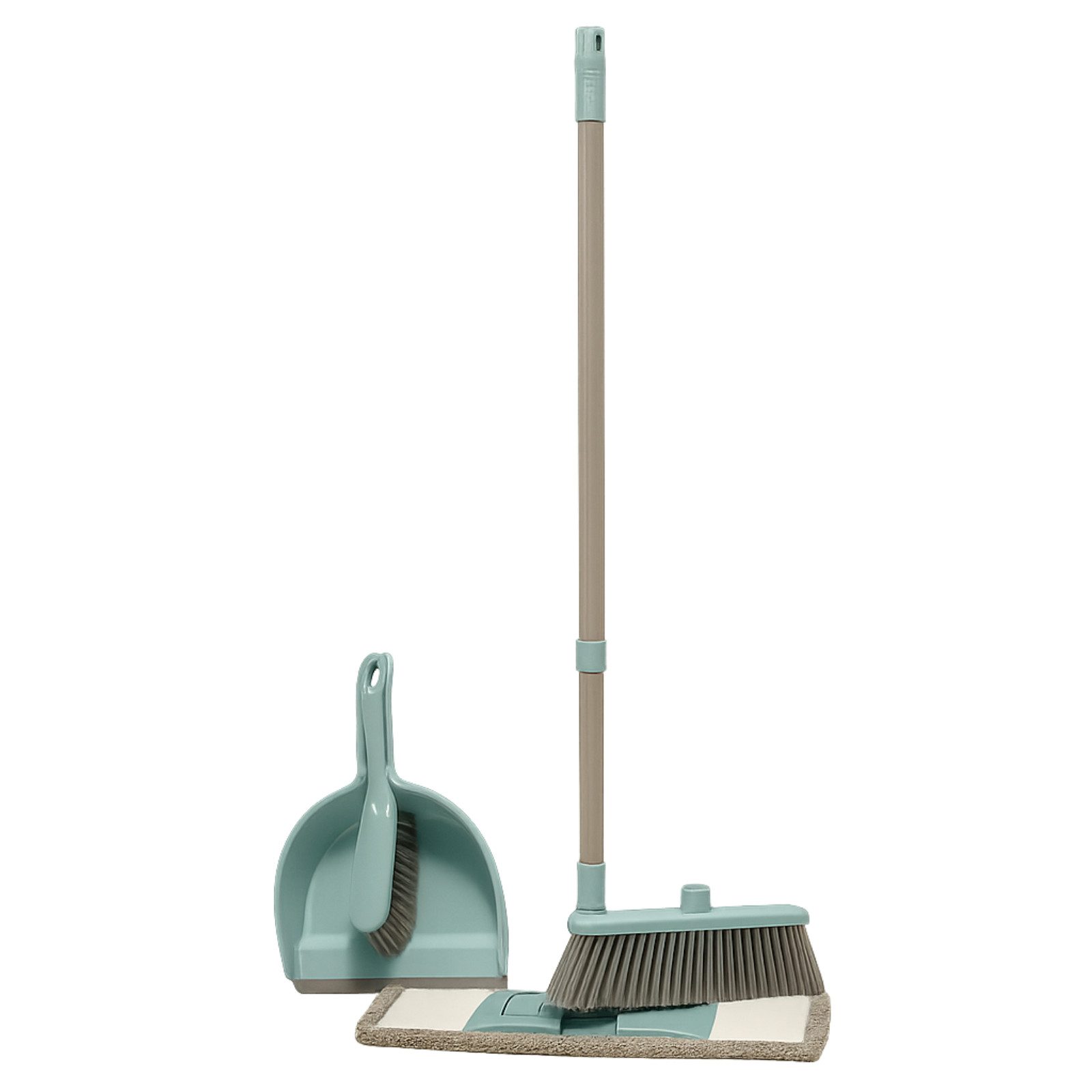 Koopman Bodenwischer-Set Bodenreiniger Handschaufel Handbesen Set Kunststoff 5tlg, (Set, 5-St., Packung), Türkis, Teleskopspiel, Kunststoff, ausziehbar 58-124cm, Besen