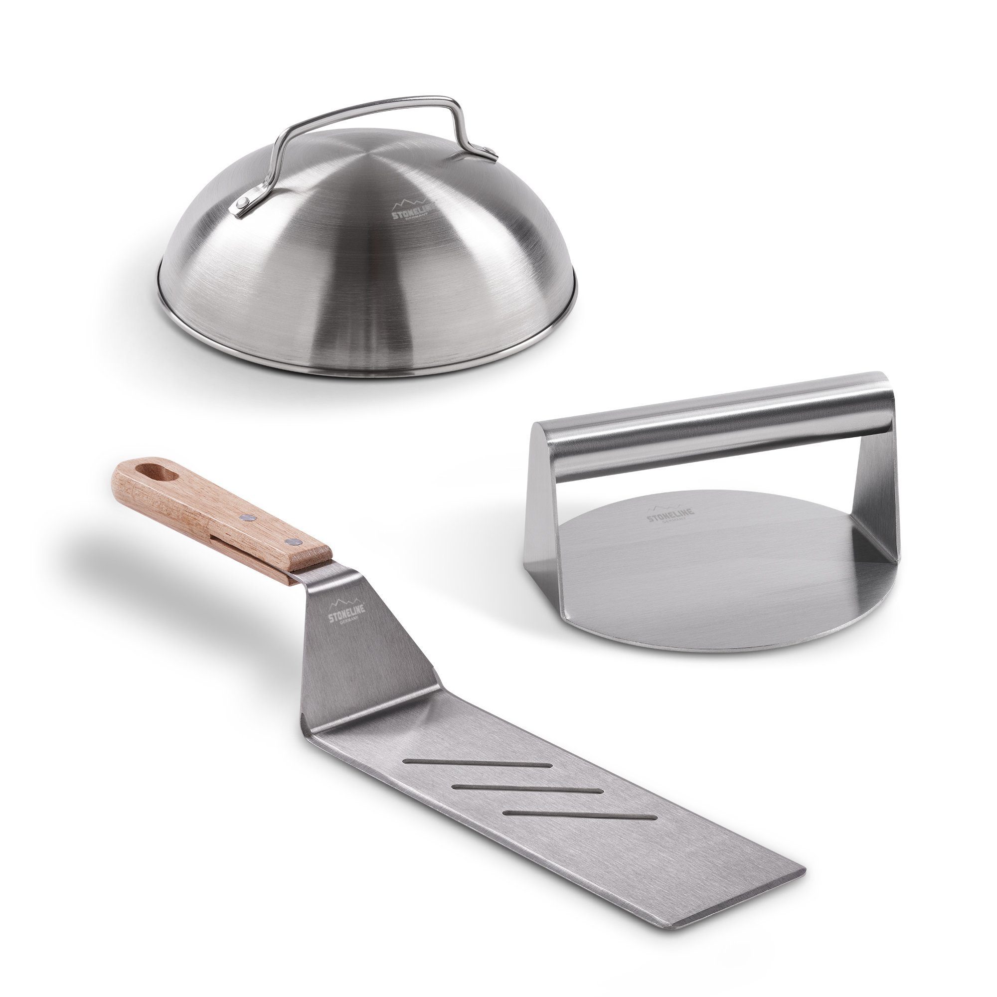 STONELINE Burgerpresse, Burger Smasher Set, 3 teilig, Grill Zubehör