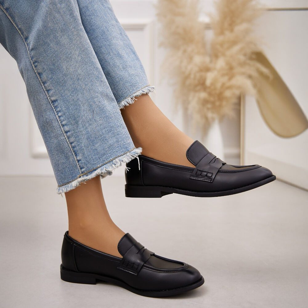 Ital-Design Komfortable Loafers für Stil und Alltag Slipper (89092384) Blockabsatz Mokassins in Schwarz