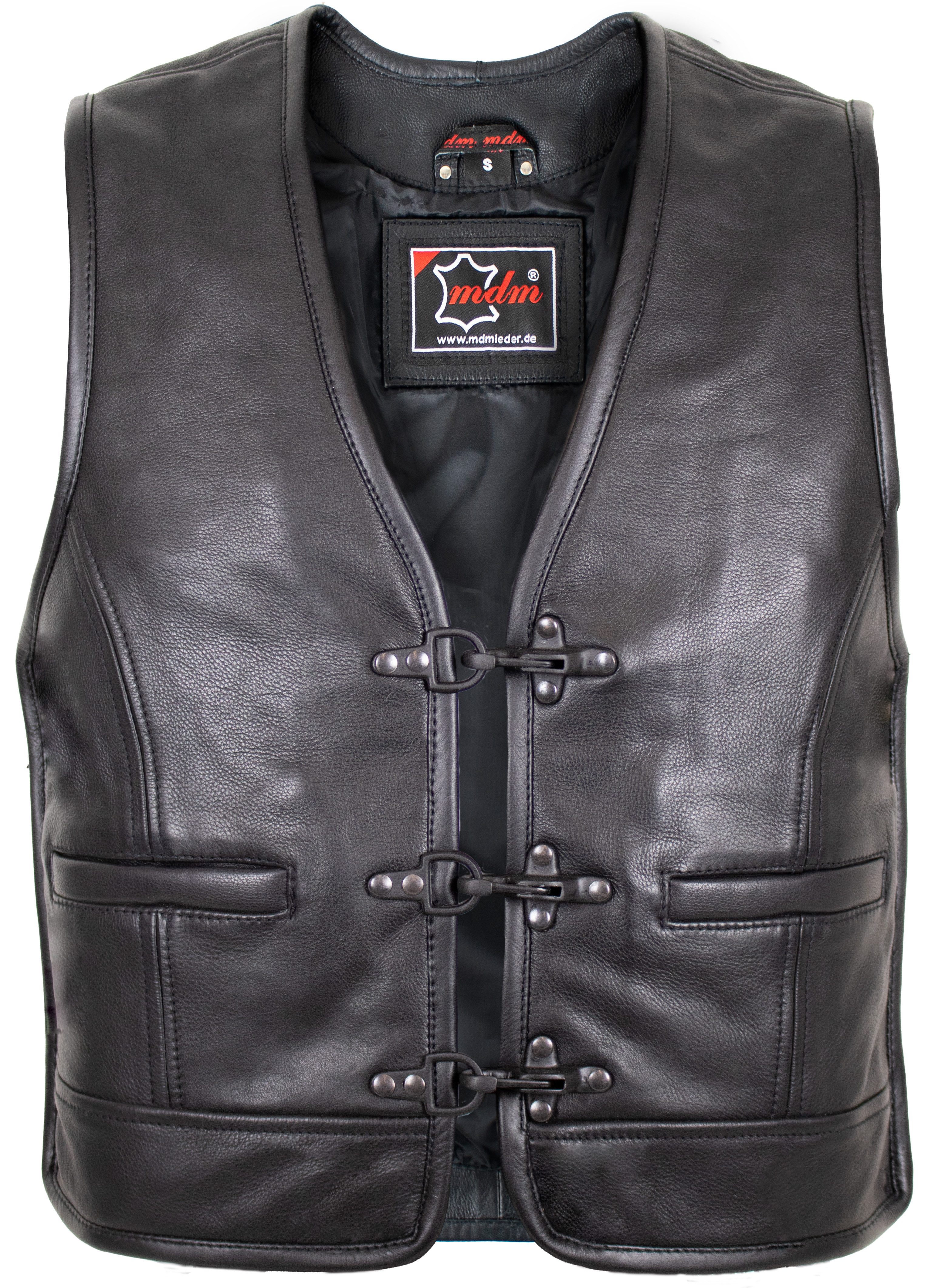 MDM Lederweste Herren Lederweste mit erweiterbaren Seiten, Schwarze Verschl günstig online kaufen